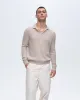 Cashmere Long Sleeve Polo Sweater with Tipping - Soft Beige-Chalk sold by ATM Anthony Thomas Melillo