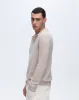 Cashmere Long Sleeve Polo Sweater with Tipping - Soft Beige-Chalk sold by ATM Anthony Thomas Melillo