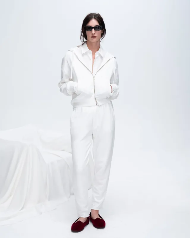 French Terry Zip-Up Hoodie - White sold by ATM Anthony Thomas Melillo