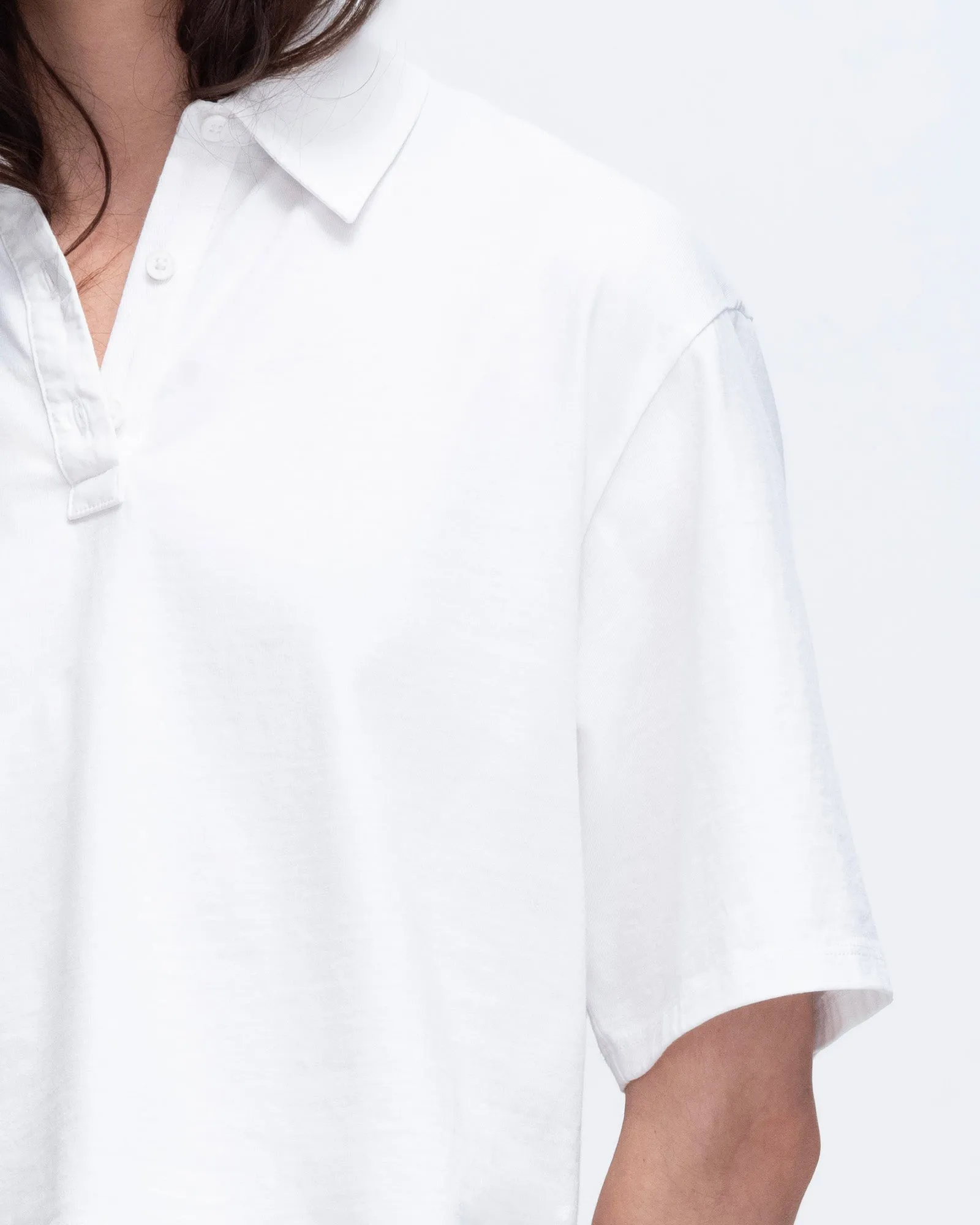 Heavyweight Jersey Mixed Media Short Sleeve Polo Vintage Wash - White sold by ATM Anthony Thomas Melillo product image thumbnail 5