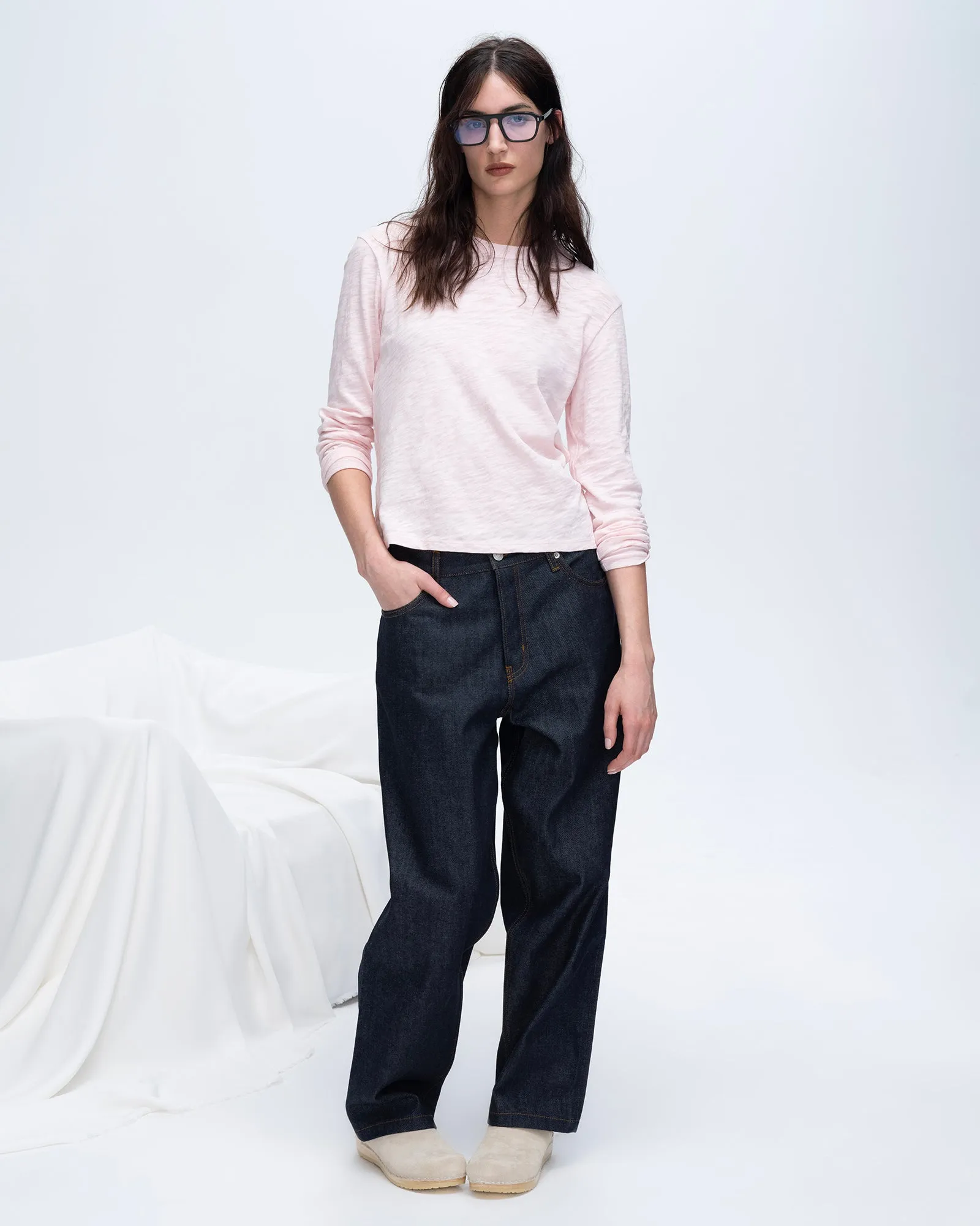 Slub Jersey Long Sleeve Crop Tee - Pink Camelia sold by ATM