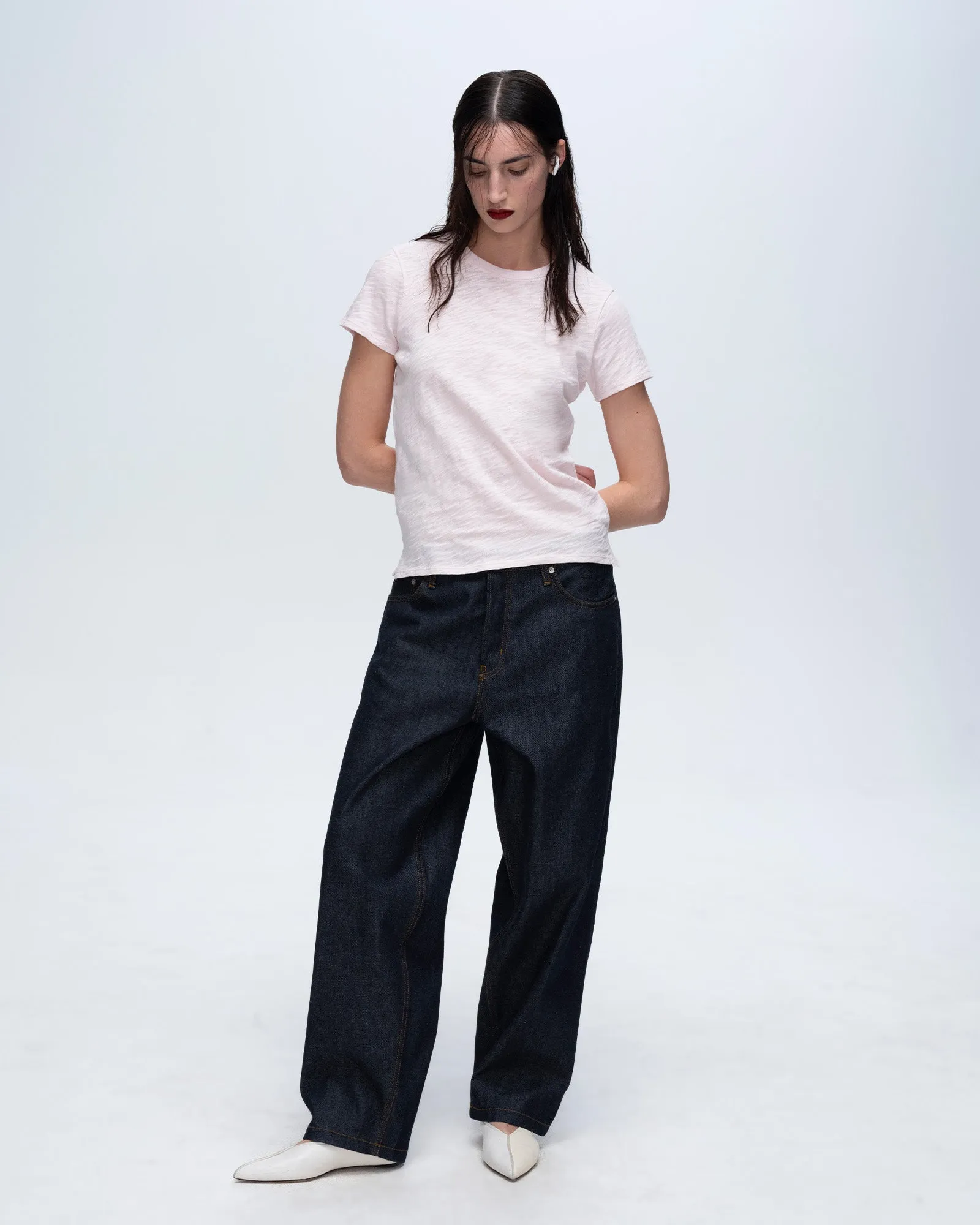 Slub Jersey Schoolboy Crew Neck Tee - Pink Camelia sold by ATM