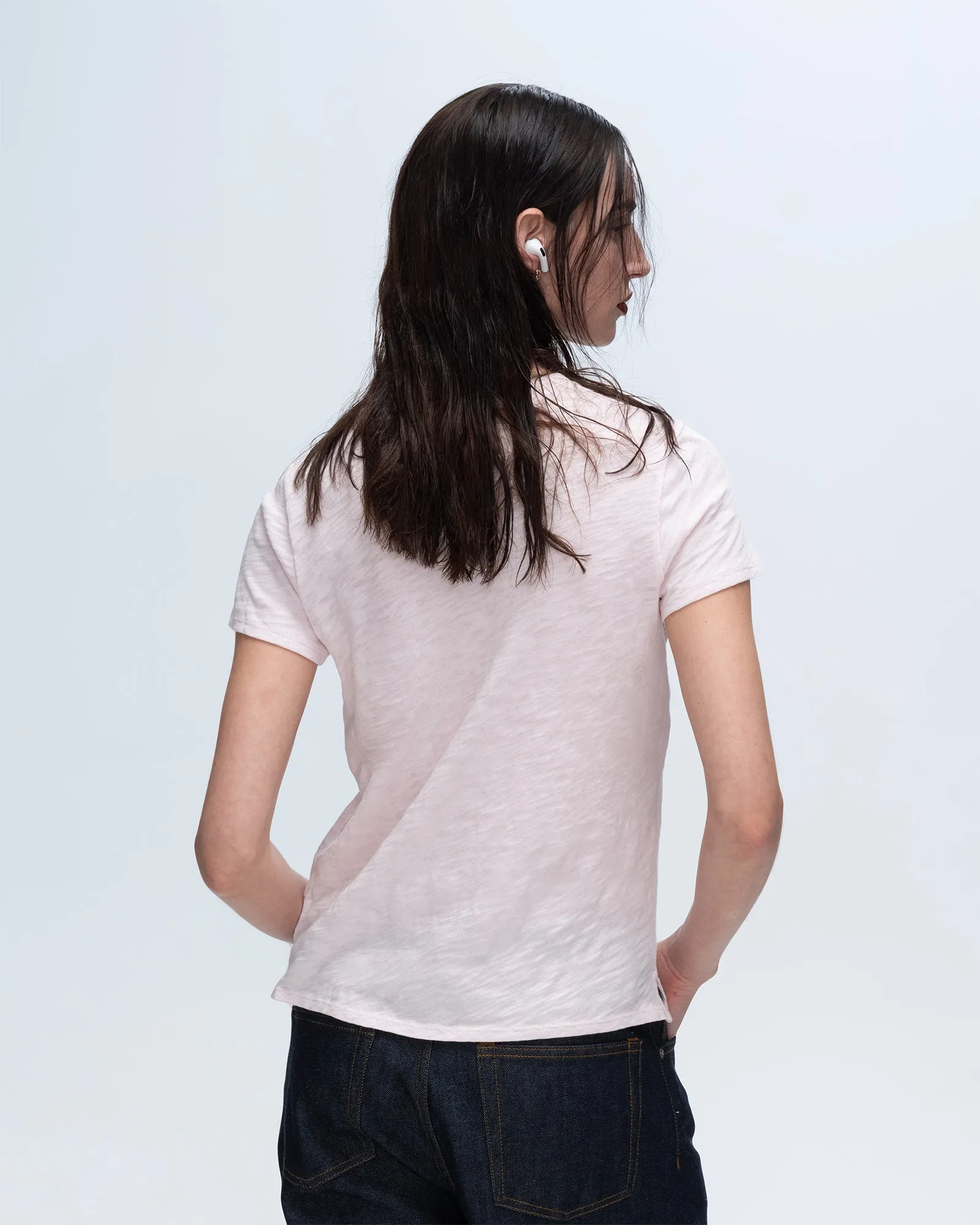 Slub Jersey Schoolboy Crew Neck Tee - Pink Camelia sold by ATM product image thumbnail 3