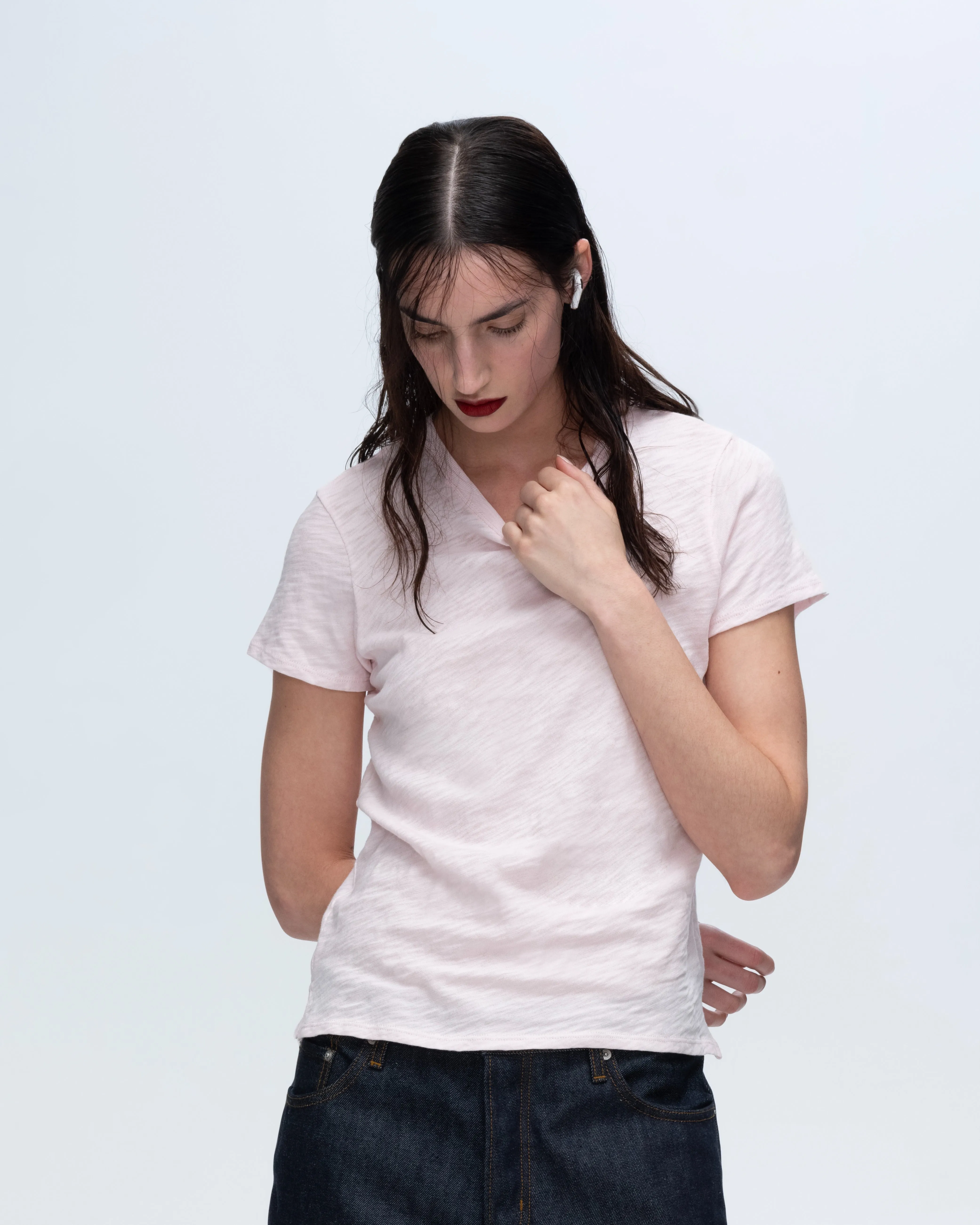 Slub Jersey Schoolboy Crew Neck Tee - Pink Camelia sold by ATM product image thumbnail 4