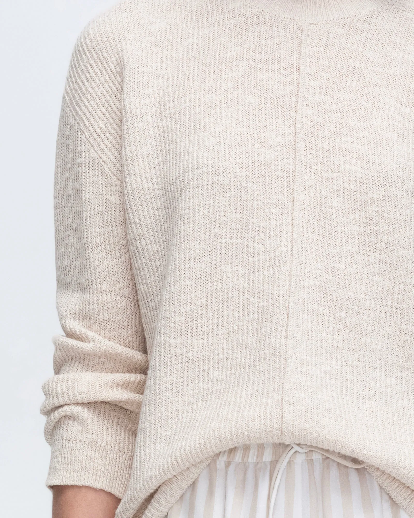 Cotton Blend Pintuck Detail Crew Neck Sweater - Chalk sold by ATM Anthony Thomas Melillo product image thumbnail 5