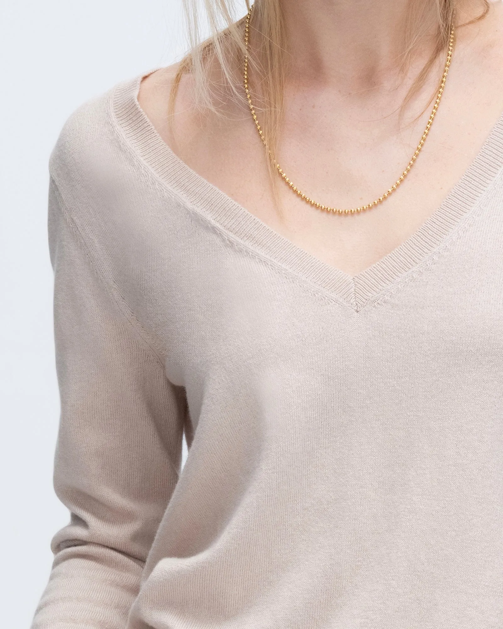 Cotton Cashmere V-Neck Sweater - Soft Beige sold by ATM Anthony Thomas Melillo product image thumbnail 5
