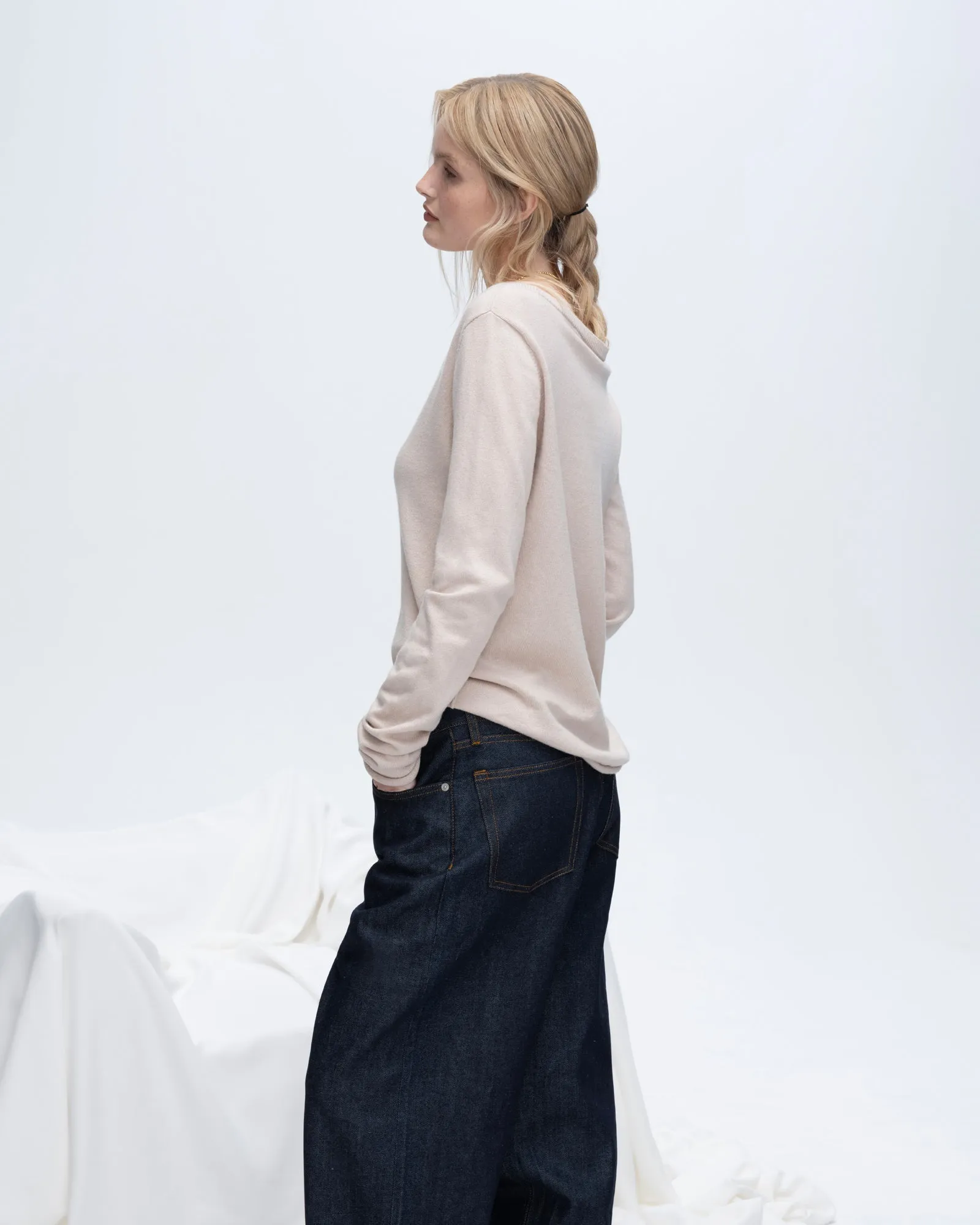 Cotton Cashmere V-Neck Sweater - Soft Beige sold by ATM Anthony Thomas Melillo product image thumbnail 2