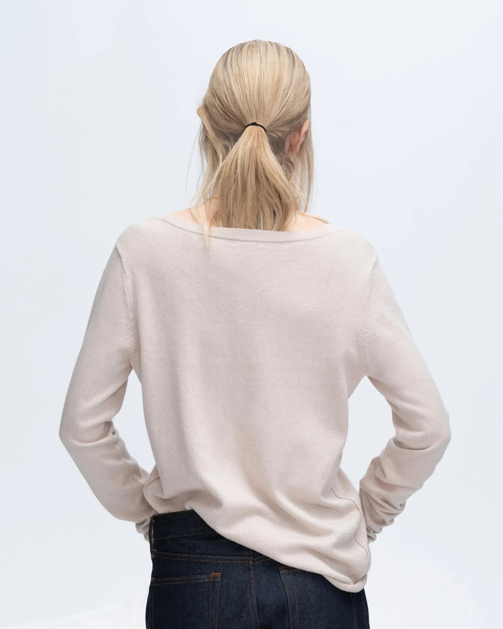 Cotton Cashmere V-Neck Sweater - Soft Beige sold by ATM Anthony Thomas Melillo product image thumbnail 3