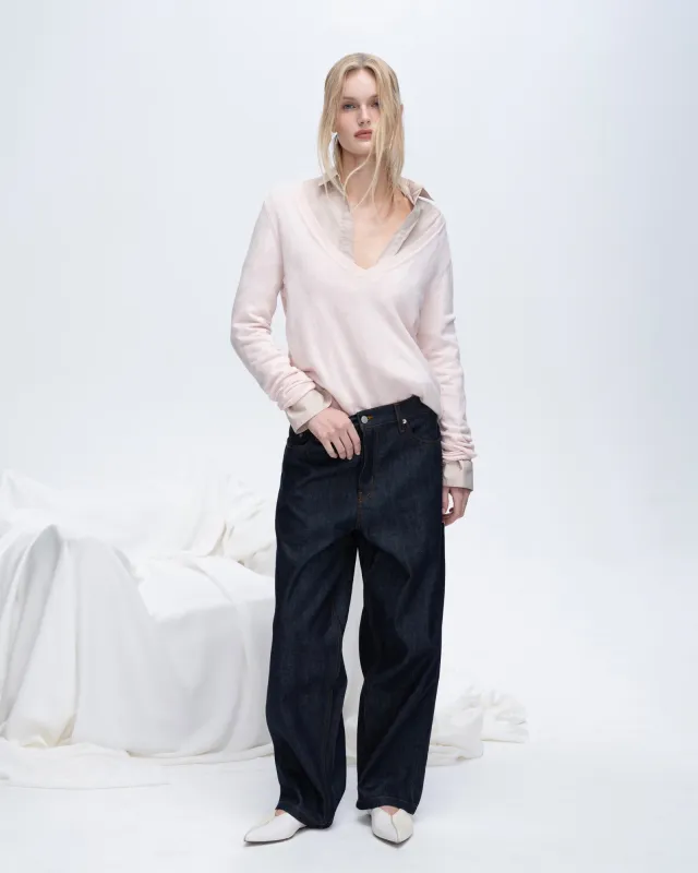 Cotton Cashmere V-Neck Sweater - Pink Camelia sold by ATM Anthony Thomas Melillo