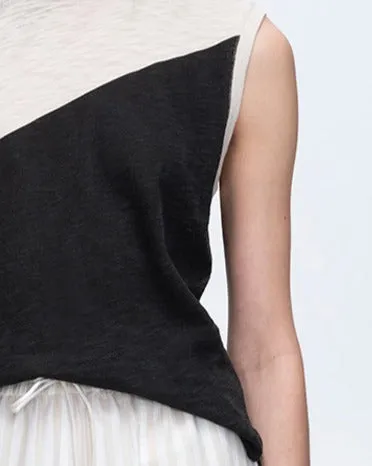 Slub Jersey Sleeveless Schoolboy Colorblock - Soft Beige-Black sold by ATM Anthony Thomas Melillo product image thumbnail 5