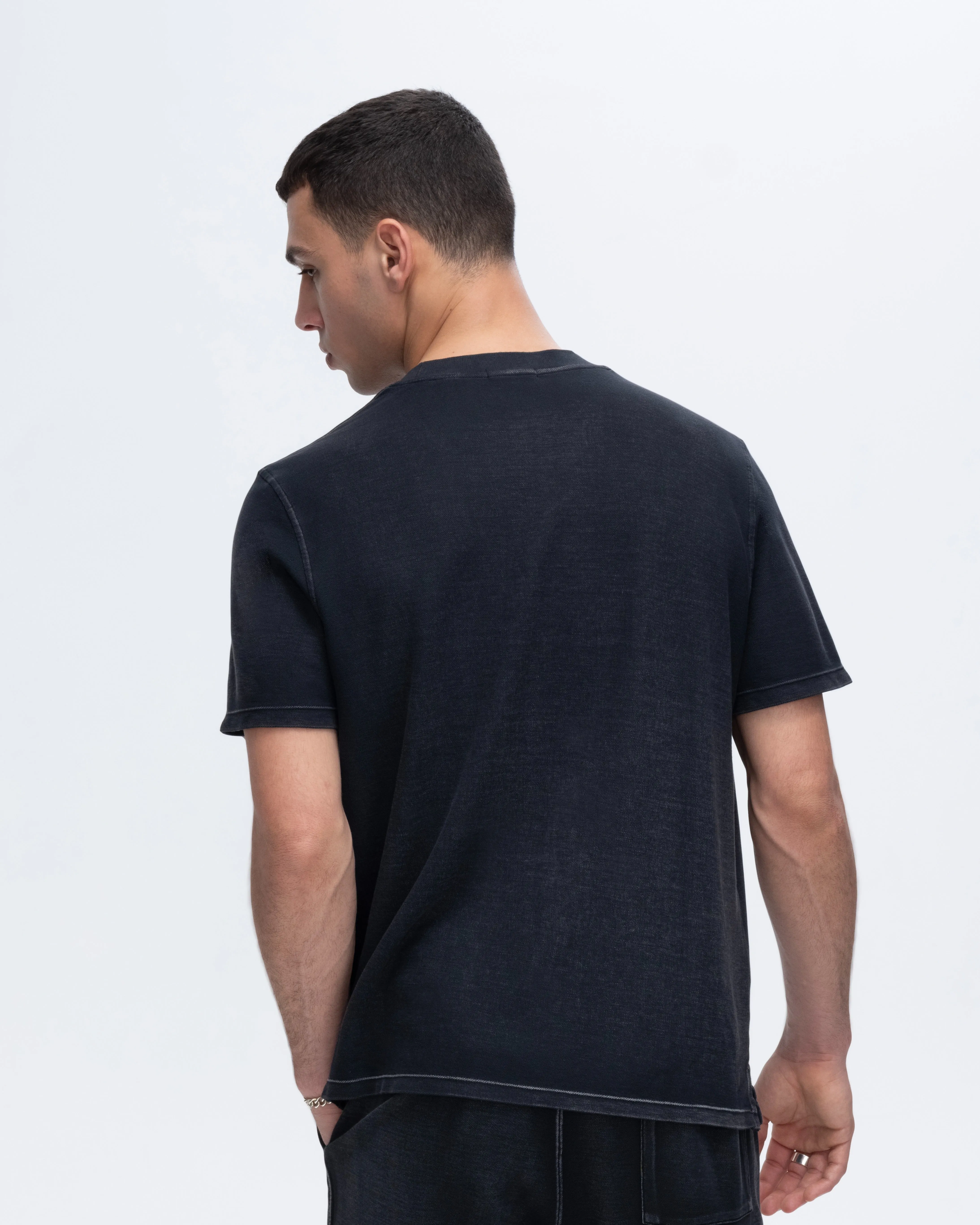 Pique Short Sleeve Crew Neck Pocket Tee Pigment Wash - Black sold by ATM Anthony Thomas Melillo product image thumbnail 3