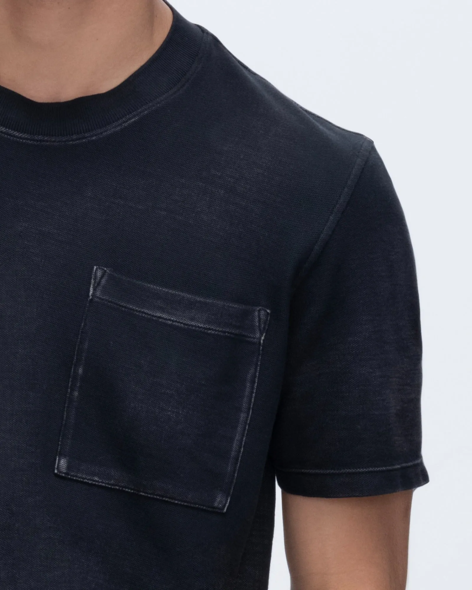 Pique Short Sleeve Crew Neck Pocket Tee Pigment Wash - Black sold by ATM Anthony Thomas Melillo product image thumbnail 5