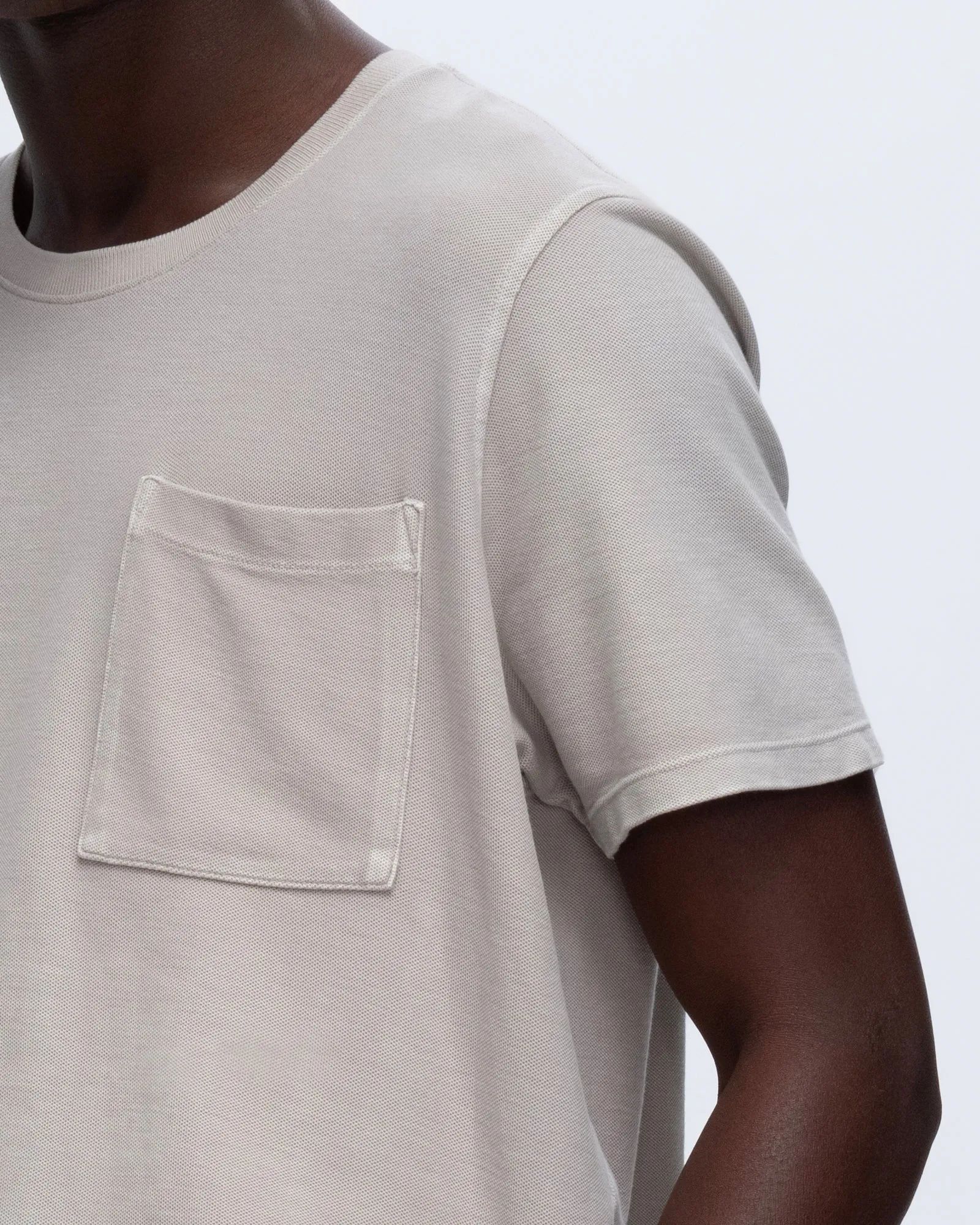 Pique Short Sleeve Crew Neck Pocket Tee Pigment Wash - Sandy Beige sold by ATM Anthony Thomas Melillo product image thumbnail 5
