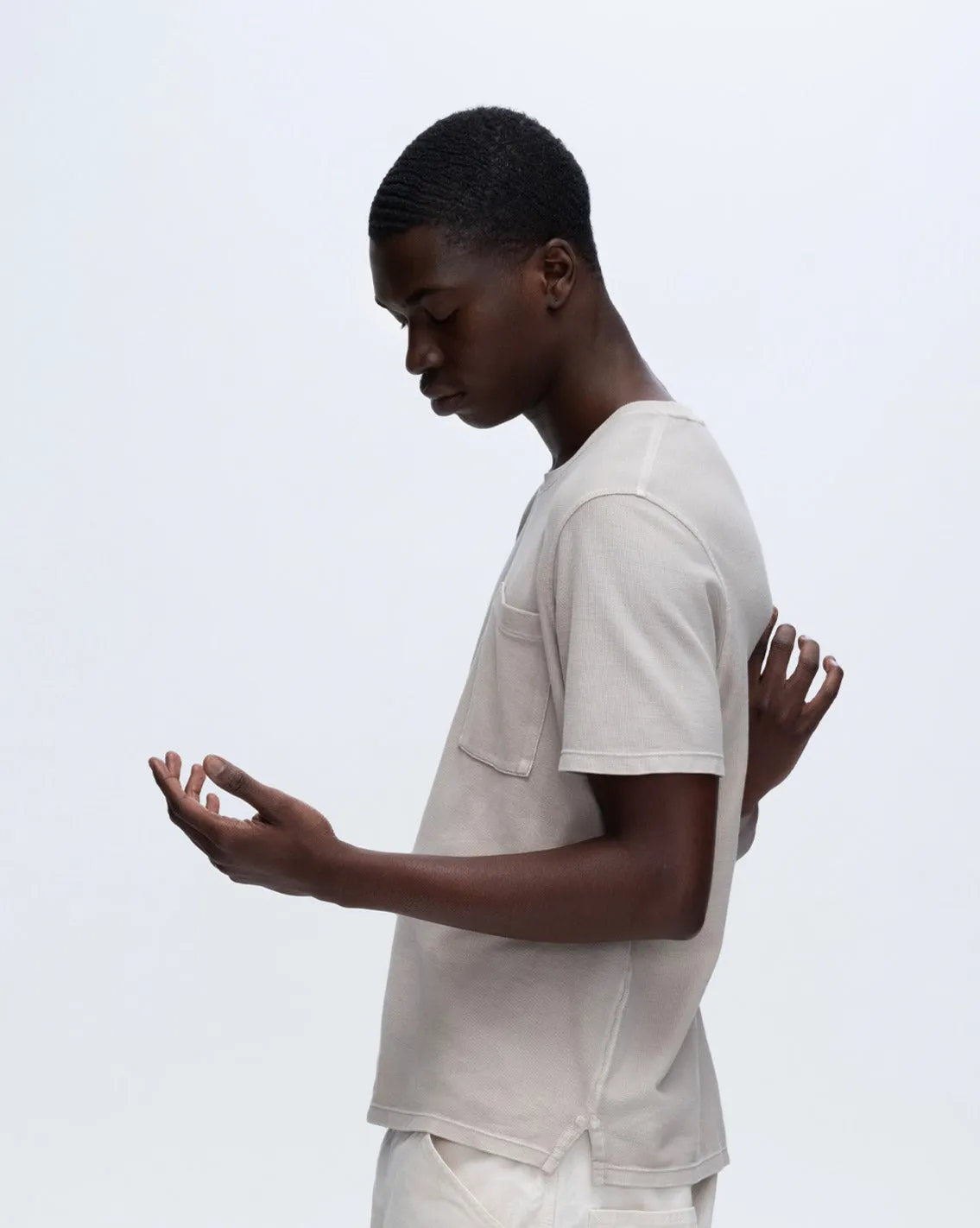 Pique Short Sleeve Crew Neck Pocket Tee Pigment Wash - Sandy Beige sold by ATM Anthony Thomas Melillo product image thumbnail 2