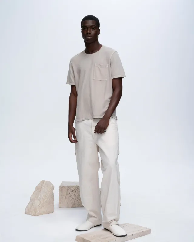 Pique Short Sleeve Crew Neck Pocket Tee Pigment Wash - Sandy Beige sold by ATM Anthony Thomas Melillo