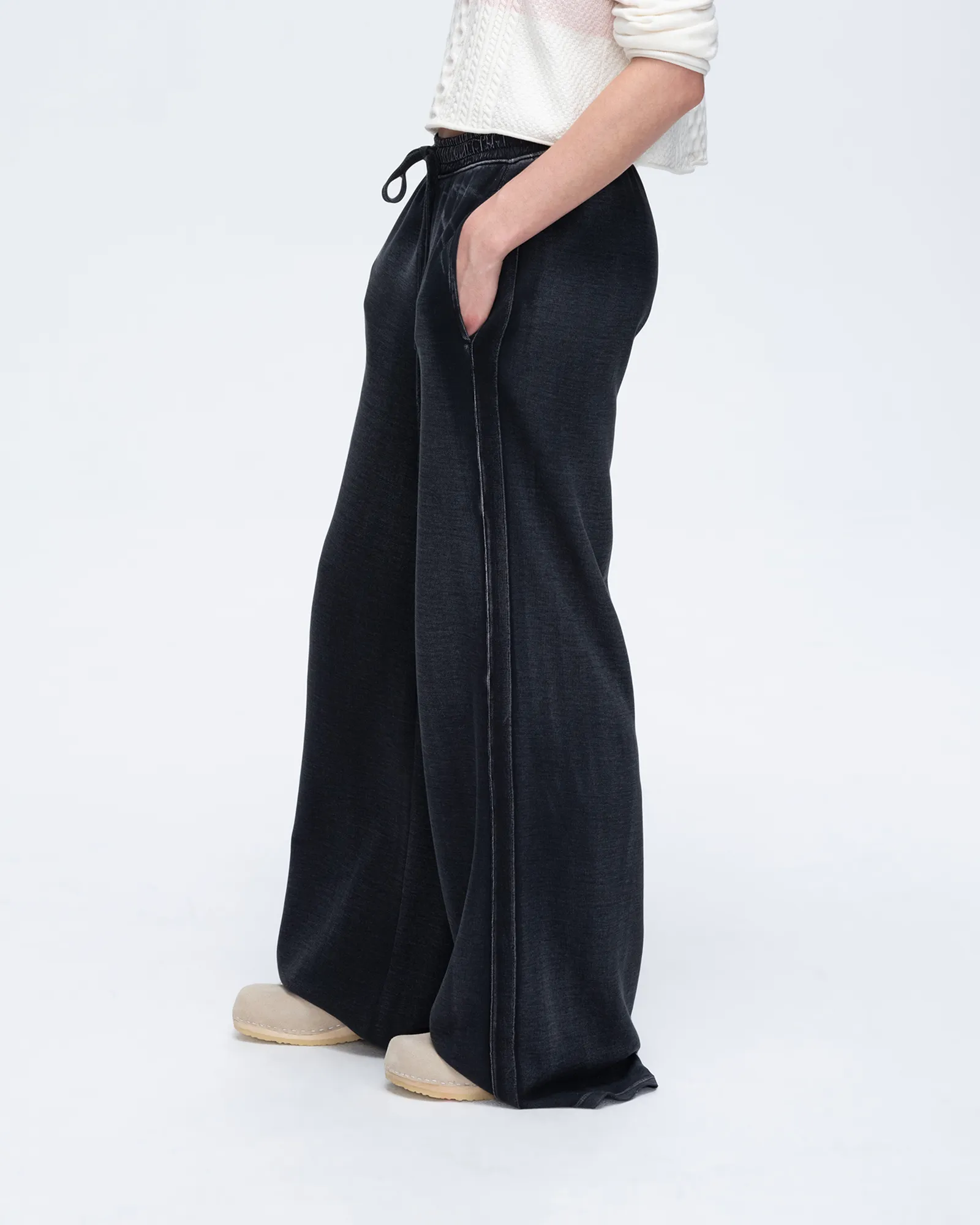 Pique Mixed Media Wide Leg Pants - Black sold by ATM Anthony Thomas Melillo product image thumbnail 2