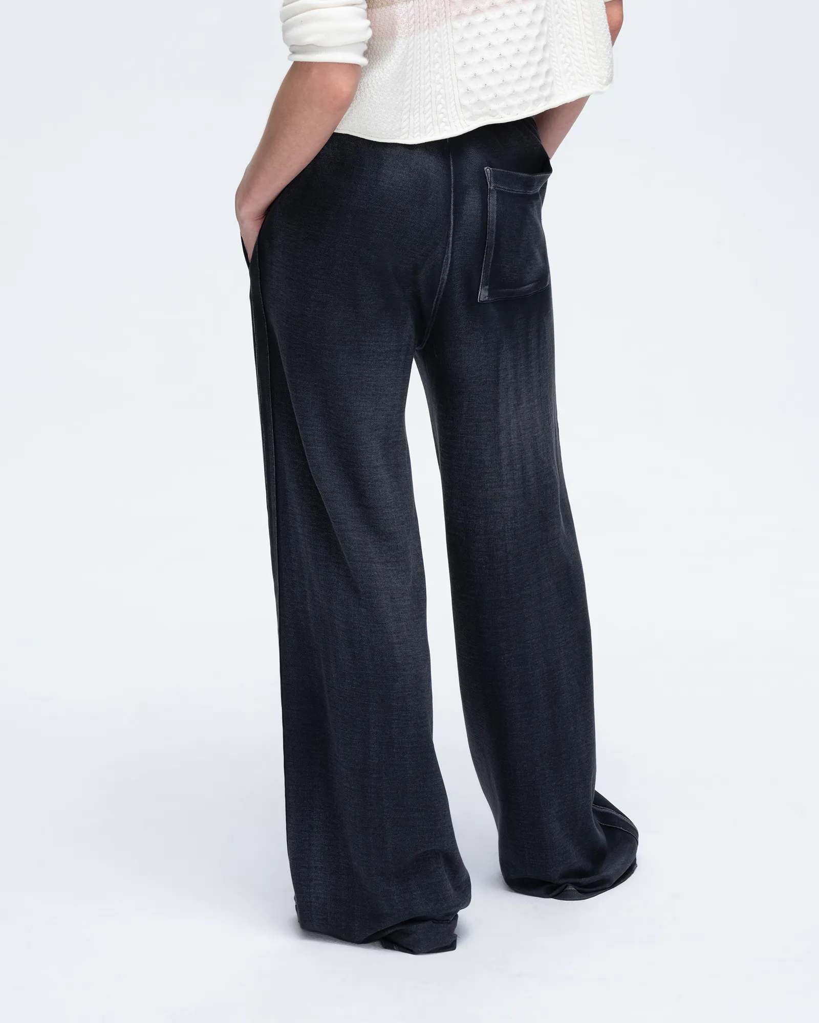 Pique Mixed Media Wide Leg Pants - Black sold by ATM Anthony Thomas Melillo product image thumbnail 3