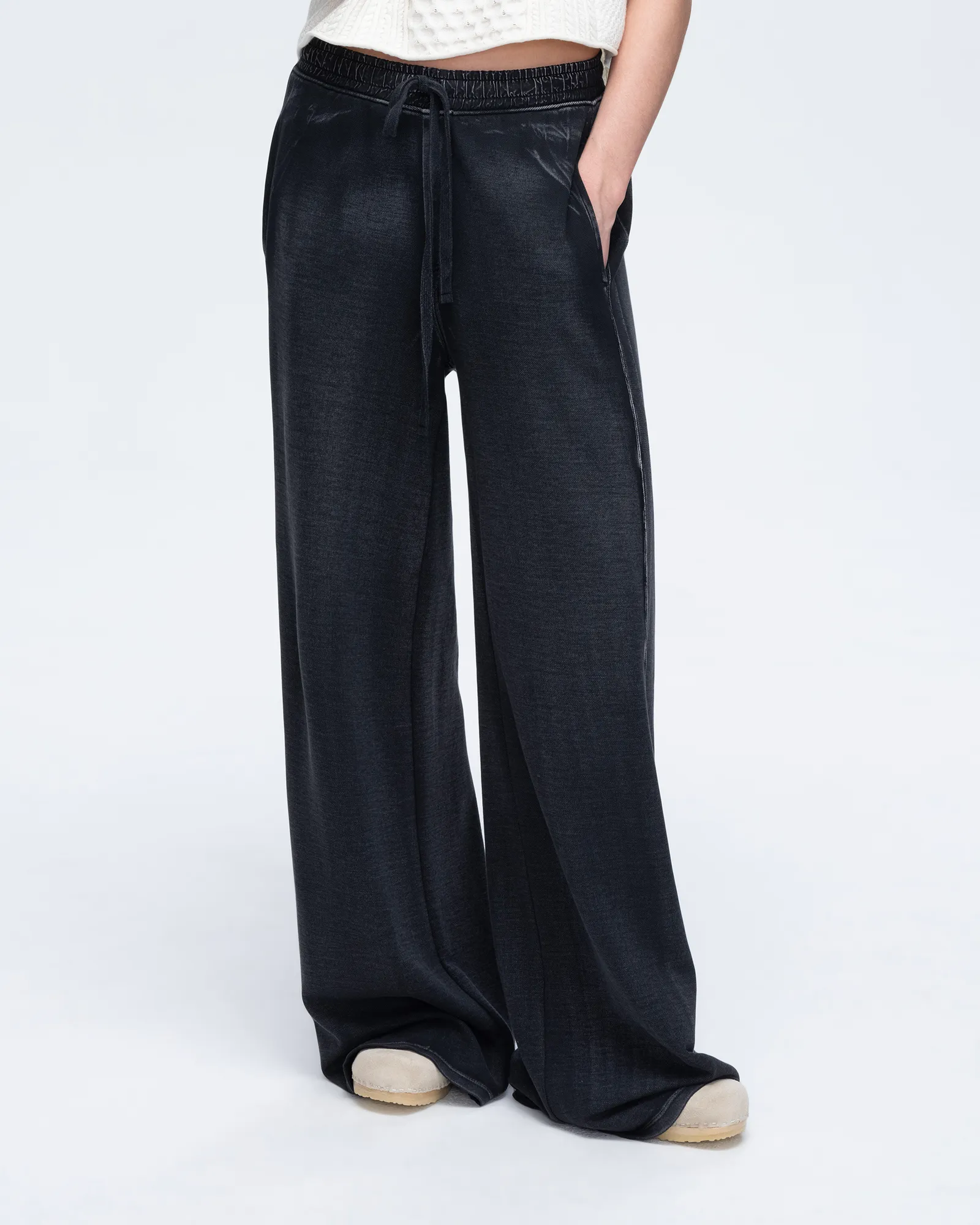 Pique Mixed Media Wide Leg Pants - Black sold by ATM Anthony Thomas Melillo product image thumbnail 4