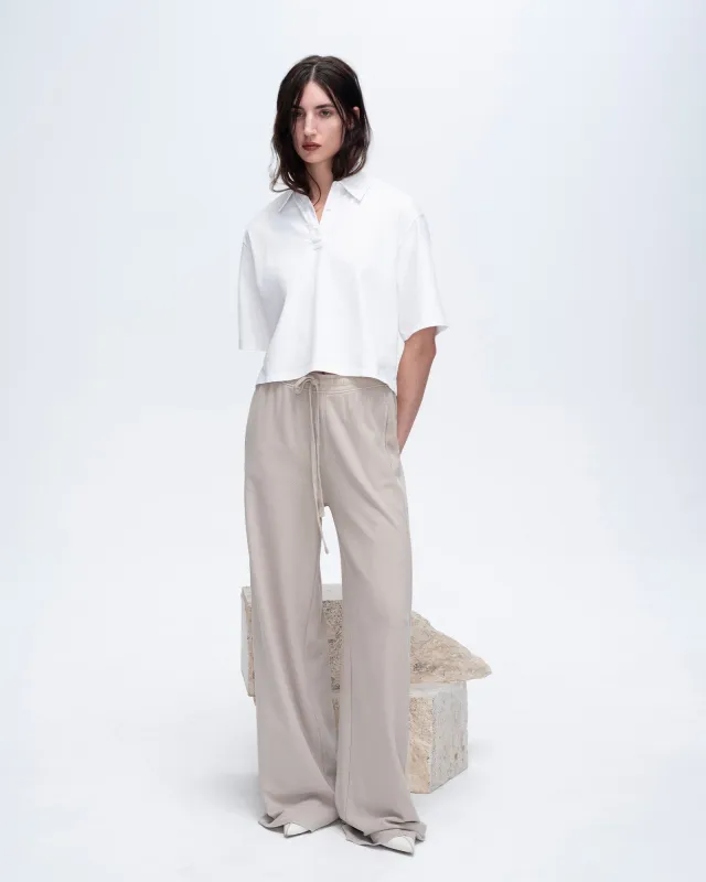 Pique Mixed Media Wide Leg Pants - Sandy Beige sold by ATM Anthony Thomas Melillo