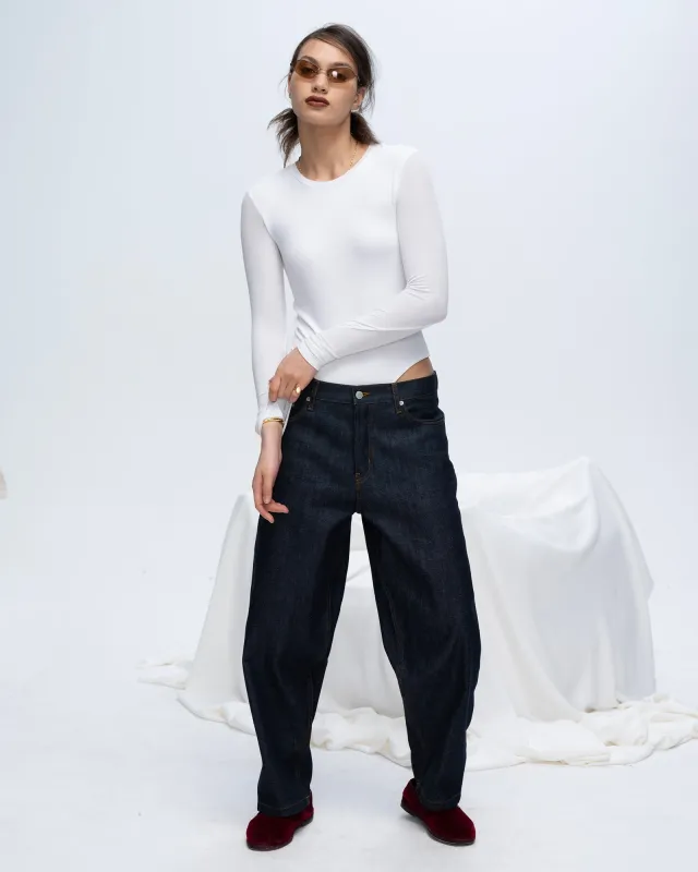 Modal Rib Long Sleeve Bodysuit - White sold by ATM Anthony Thomas Melillo
