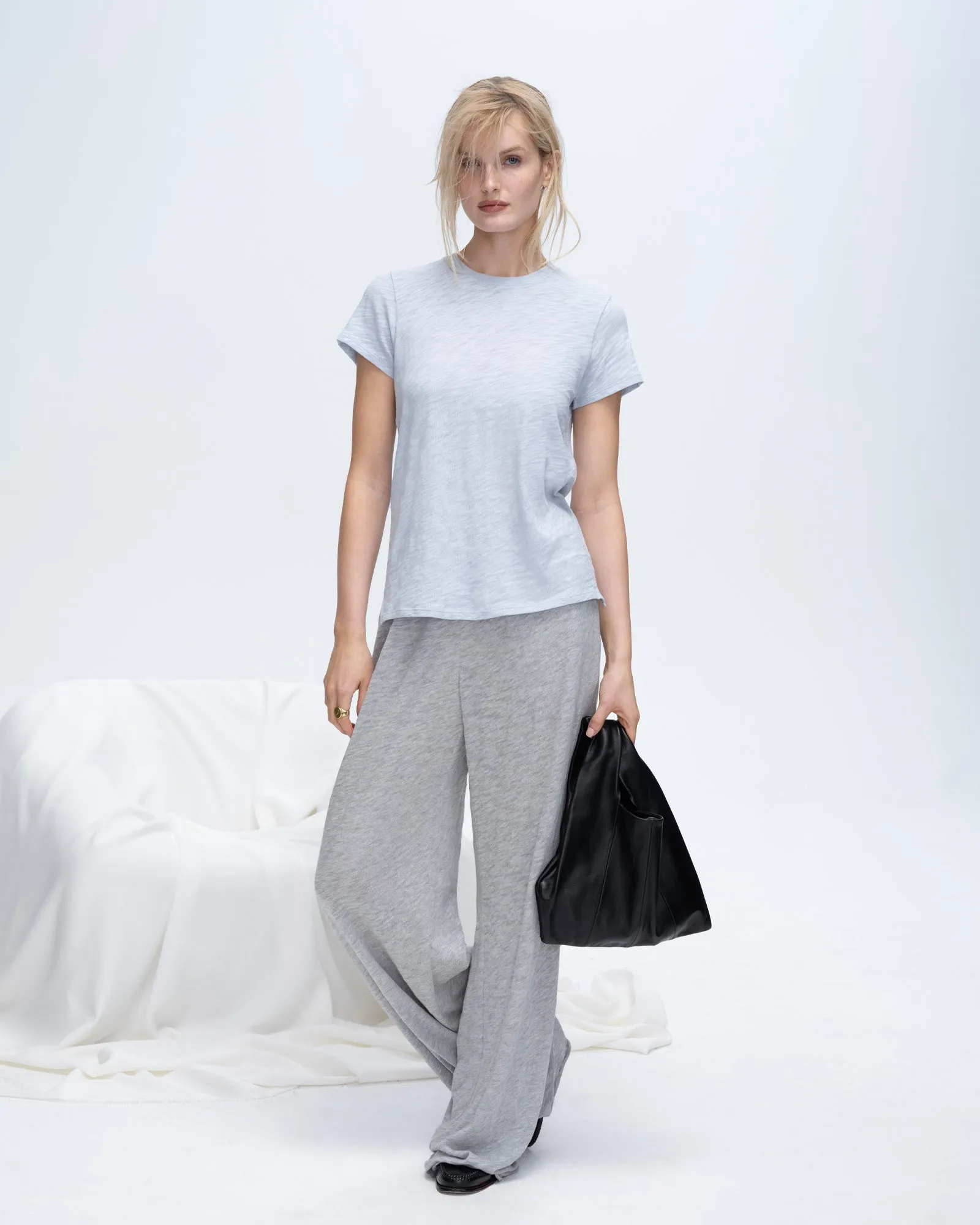 Slub Jersey Schoolboy Short Sleeve Crew Neck Tee - Powder Blue sold by ATM Anthony Thomas Melillo