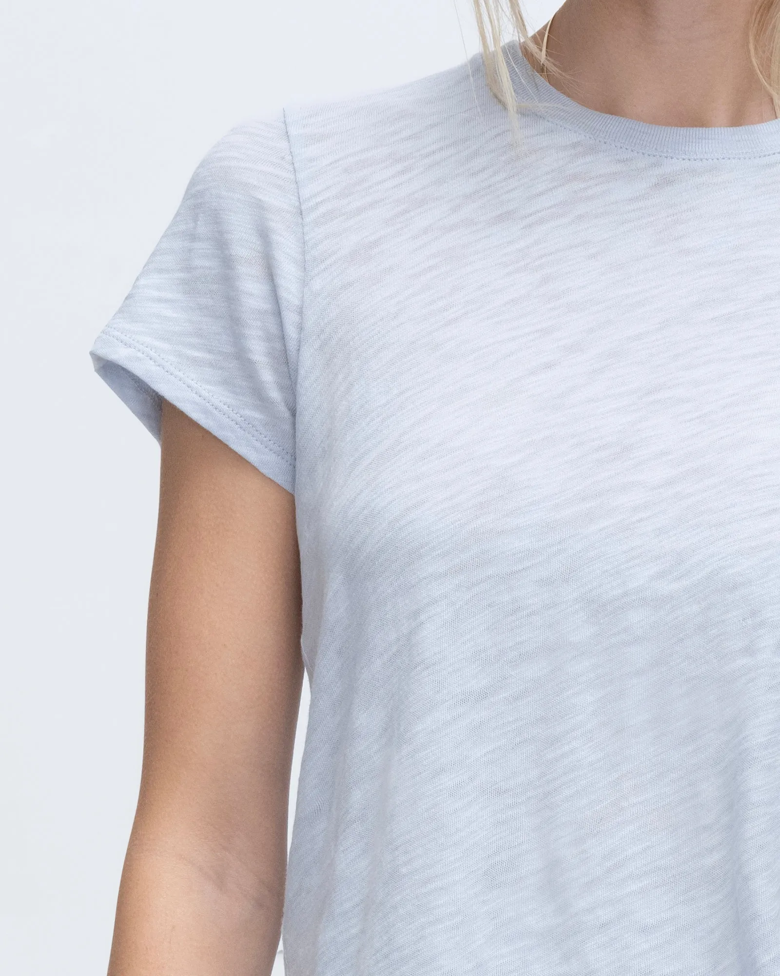 Slub Jersey Schoolboy Short Sleeve Crew Neck Tee - Powder Blue sold by ATM Anthony Thomas Melillo product image thumbnail 3