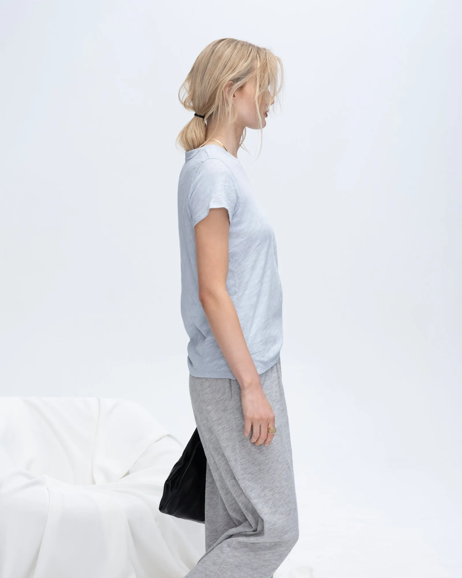 Slub Jersey Schoolboy Short Sleeve Crew Neck Tee - Powder Blue sold by ATM Anthony Thomas Melillo product image thumbnail 2