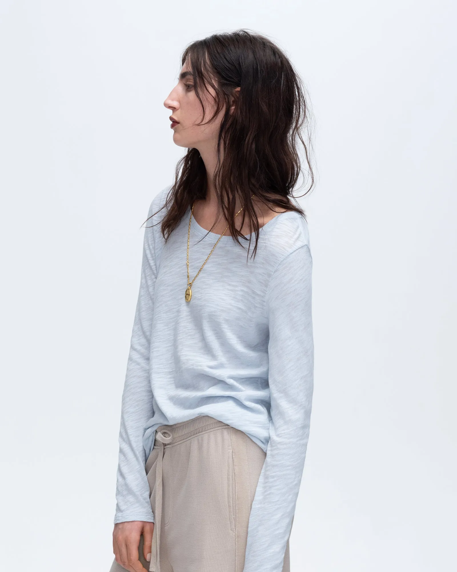 Slub Jersey Long Sleeve Destroyed Crew - Powder Blue sold by ATM product image thumbnail 2