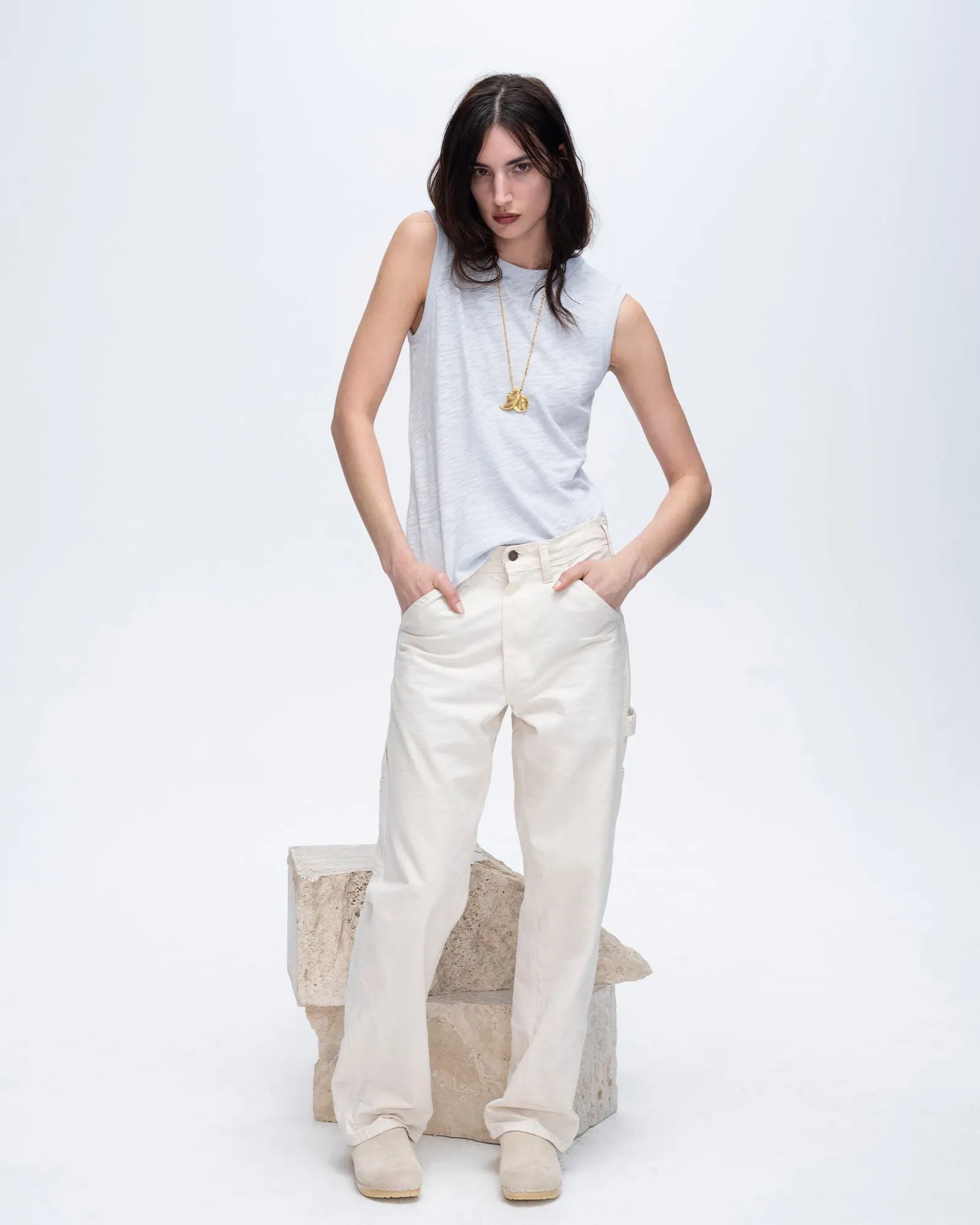 Slub Jersey Sleeveless Schoolboy - Powder Blue sold by ATM