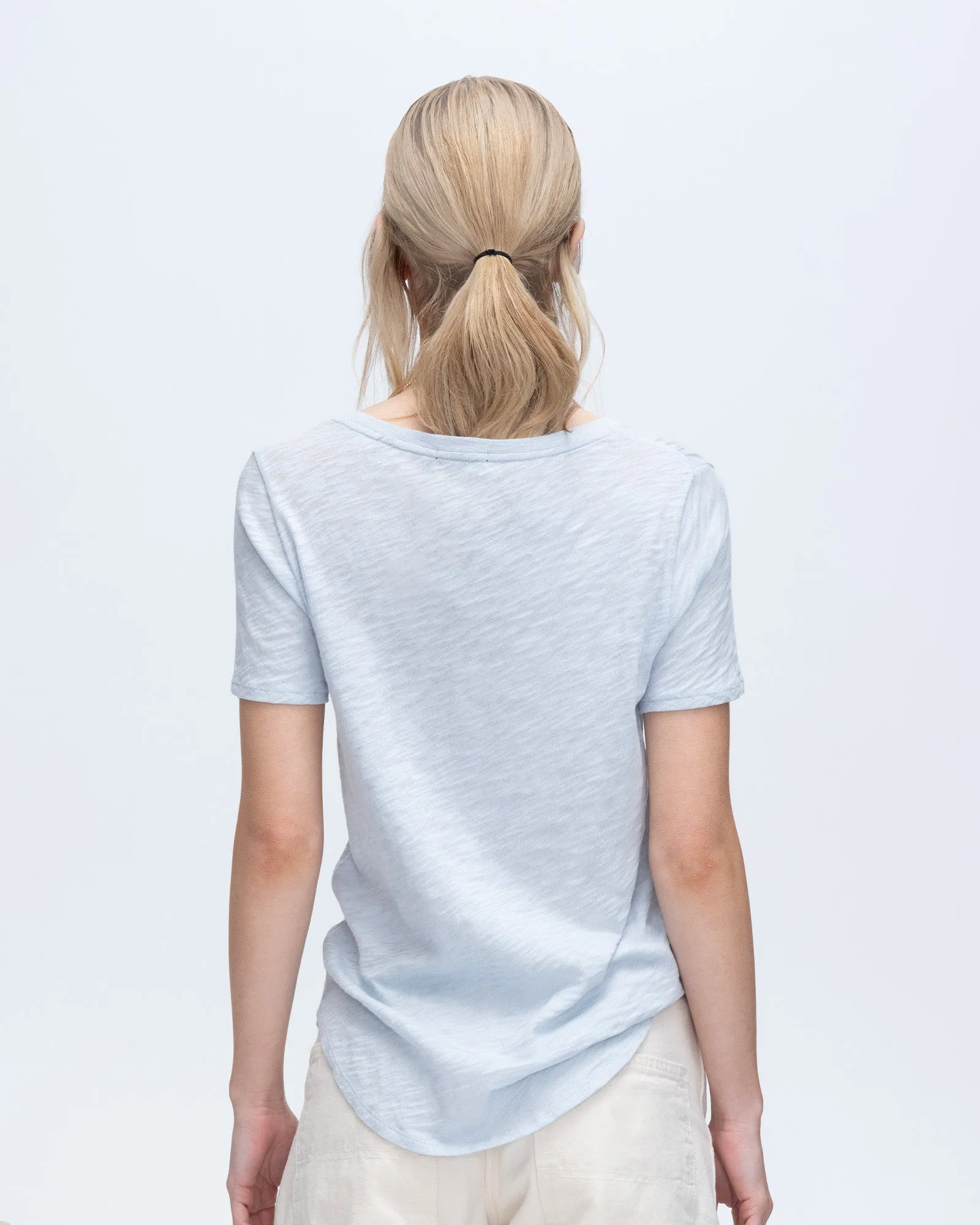 Slub Jersey Classic Short Sleeve V-Neck Tee - Powder Blue sold by ATM product image thumbnail 3