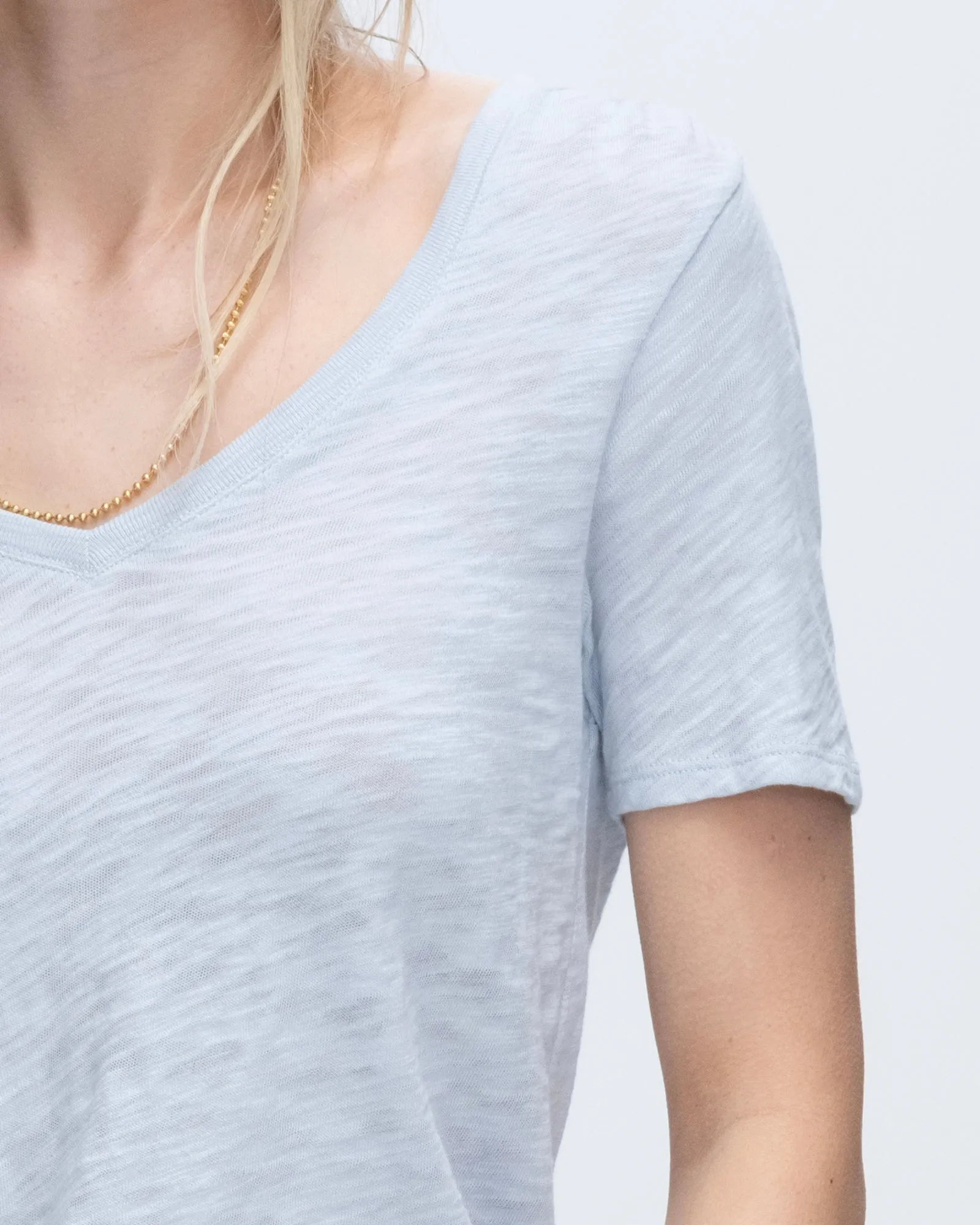 Slub Jersey Classic Short Sleeve V-Neck Tee - Powder Blue sold by ATM product image thumbnail 4