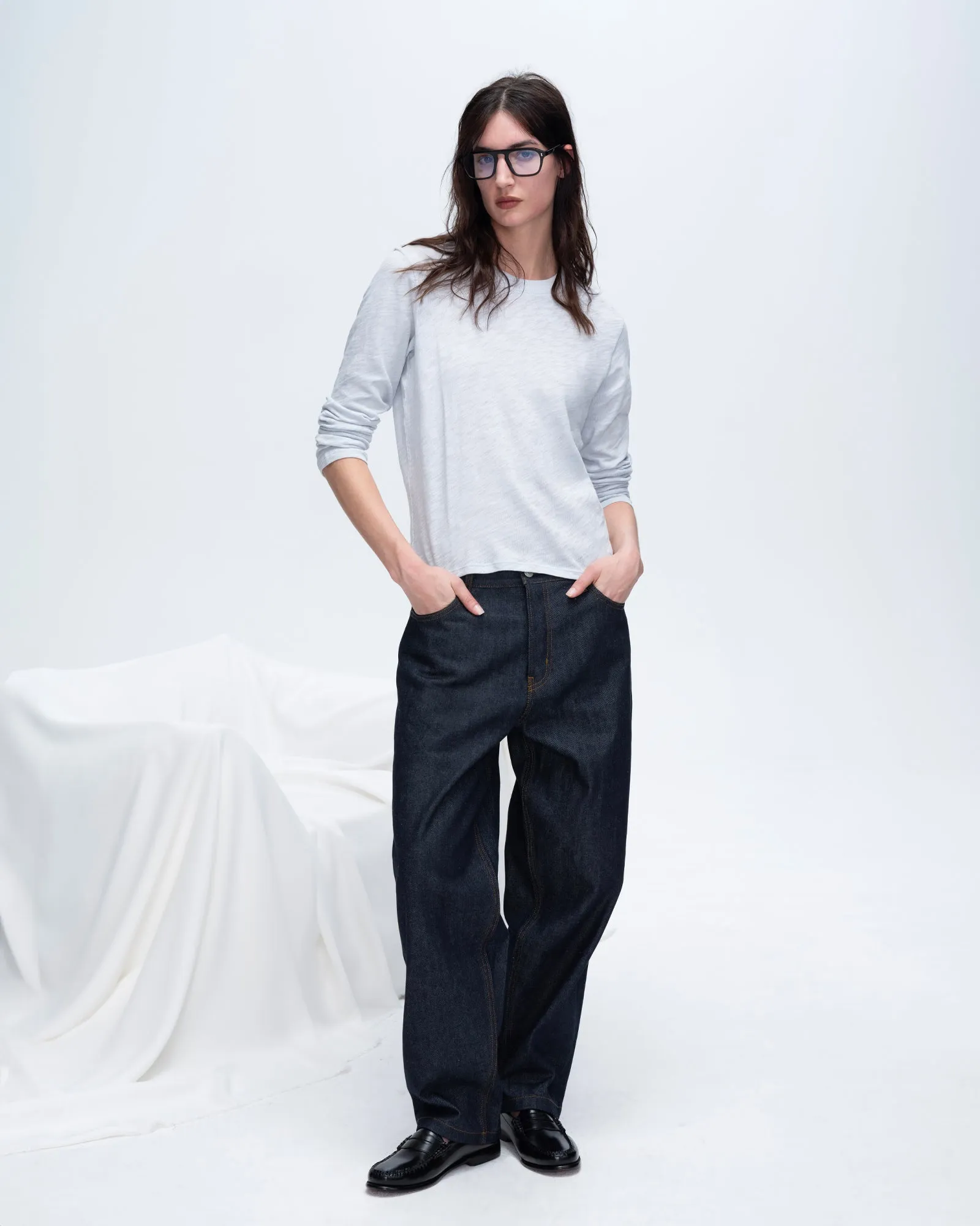 Slub Jersey Long Sleeve Crop Tee - Powder Blue sold by ATM