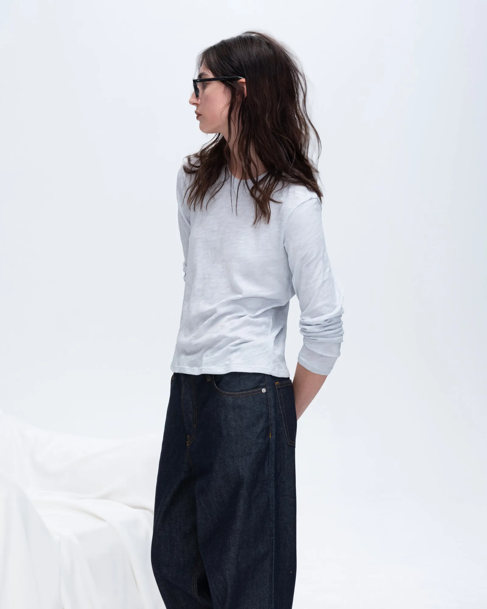 Slub Jersey Long Sleeve Crop Tee - Powder Blue sold by ATM product image thumbnail 2