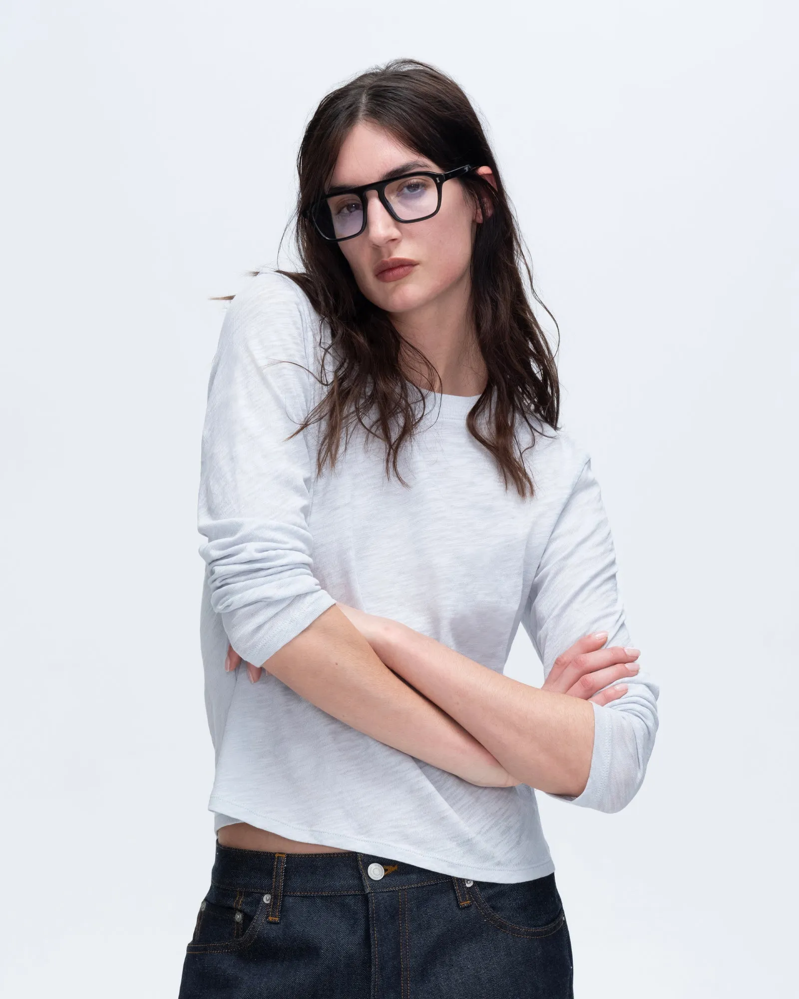 Slub Jersey Long Sleeve Crop Tee - Powder Blue sold by ATM product image thumbnail 4