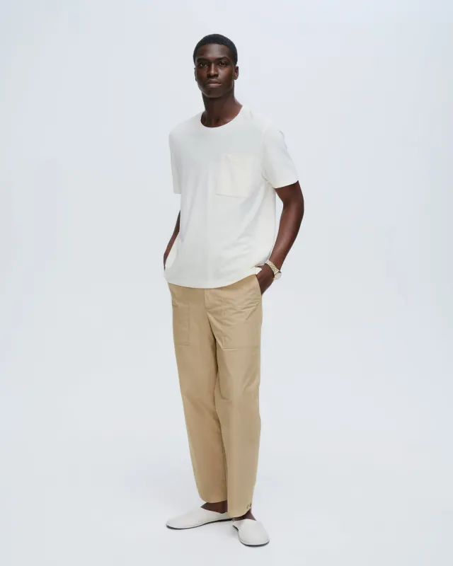 Pique Short Sleeve Crew Neck Pocket Tee with Tipping - Chalk-White sold by ATM Anthony Thomas Melillo