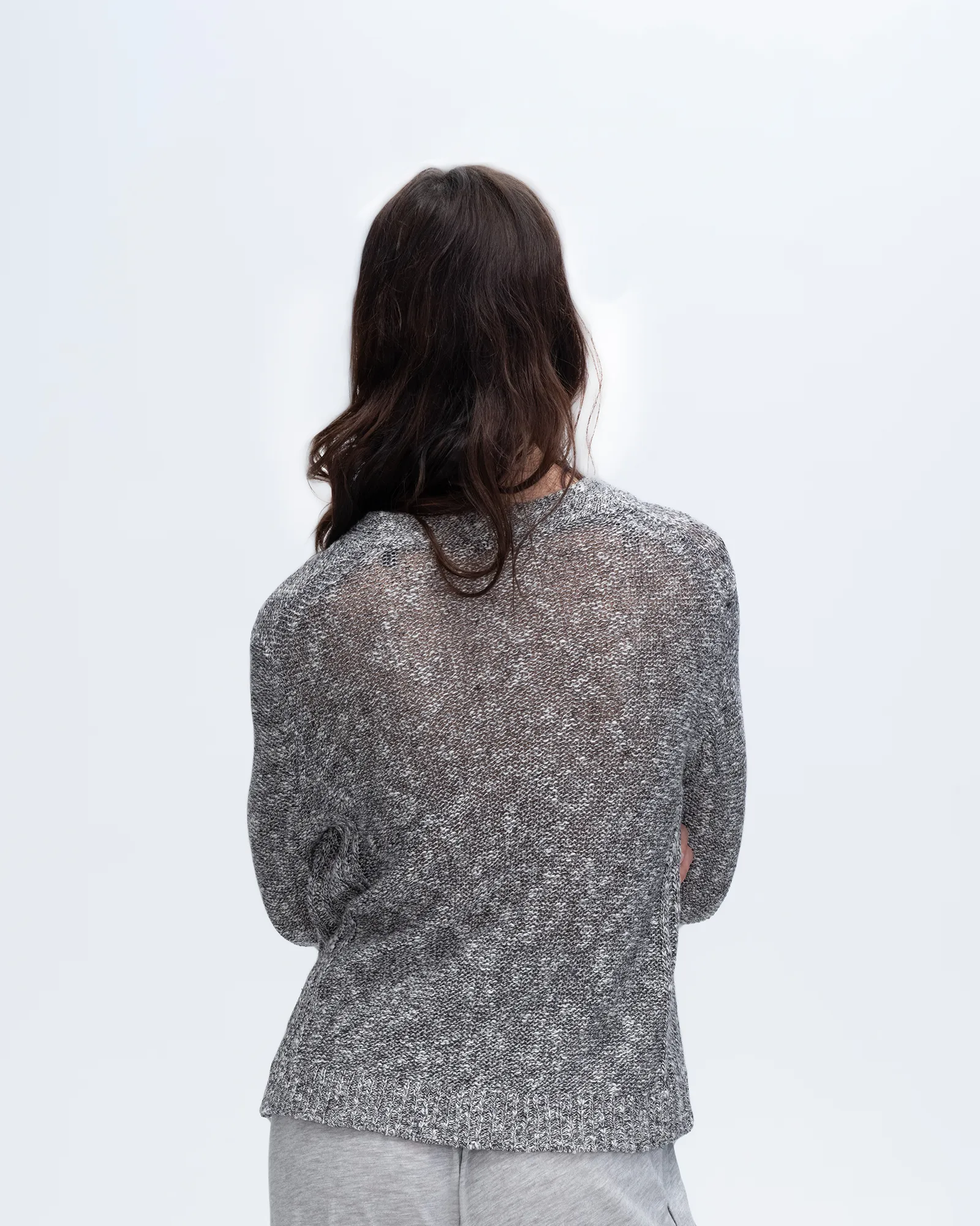 Cotton Blend Rib Detail Cardigan - Black Marl sold by ATM Anthony Thomas Melillo product image thumbnail 3