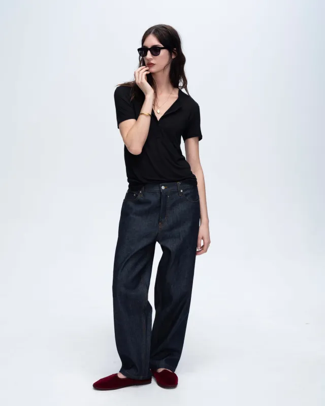 Modal Jersey Short Sleeve Henley - Black sold by ATM