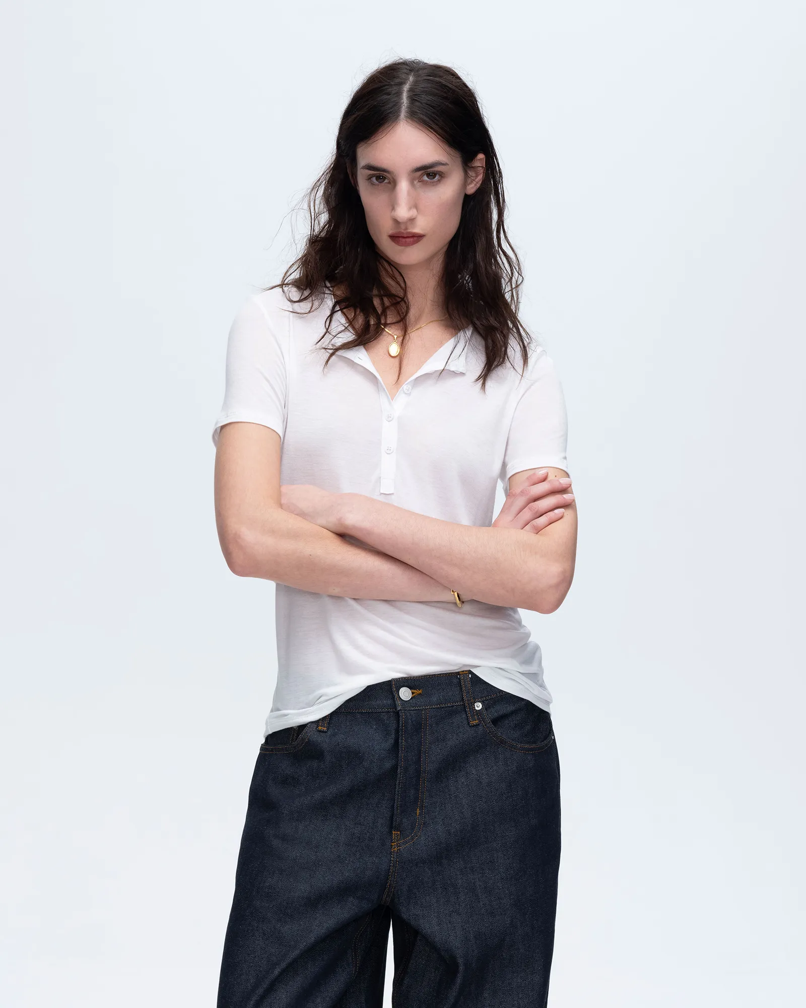 Modal Jersey Short Sleeve Henley - White sold by ATM product image thumbnail 4