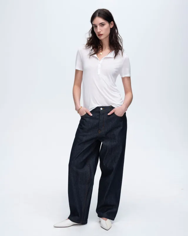 Modal Jersey Short Sleeve Henley - White sold by ATM Anthony Thomas Melillo