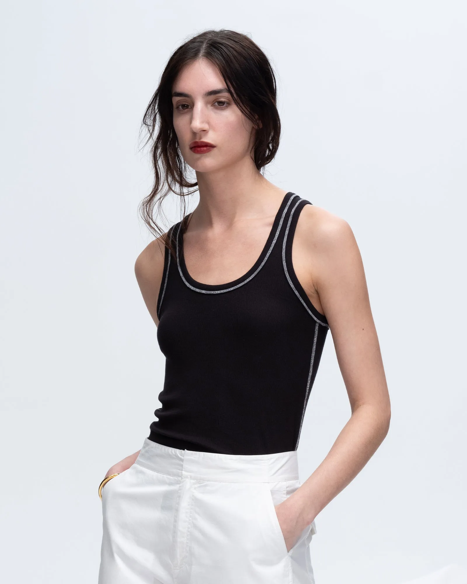 Modal Rib Boy Tank - Black-White sold by ATM Anthony Thomas Melillo product image thumbnail 4