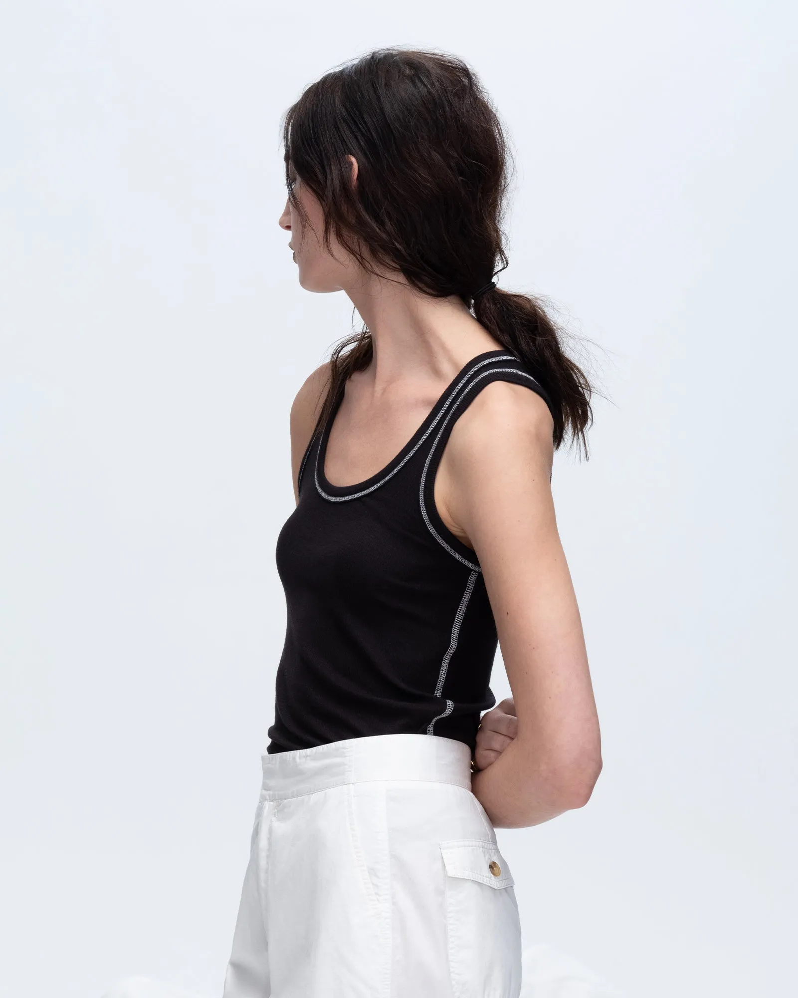 Modal Rib Boy Tank - Black-White sold by ATM Anthony Thomas Melillo product image thumbnail 2