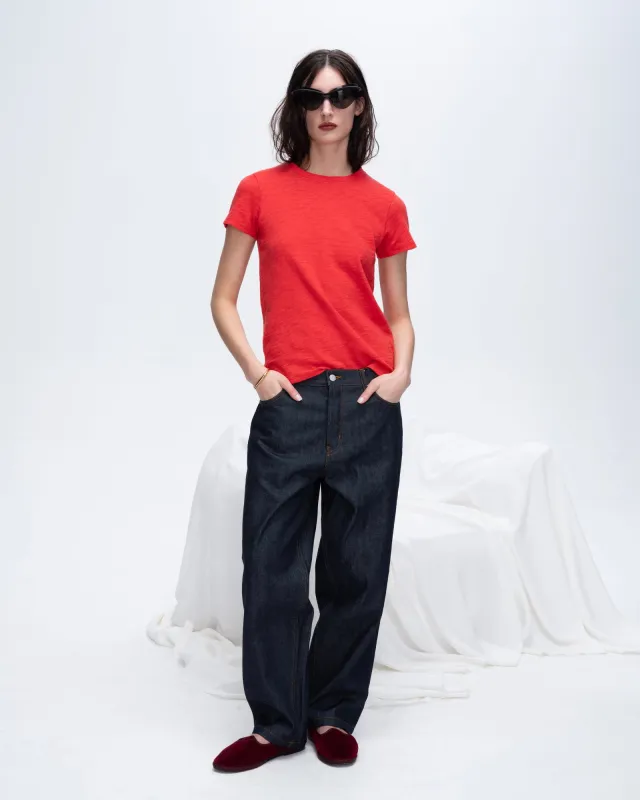 Slub Jersey Schoolboy Crew Neck Tee - Cardinal Red made by ATM