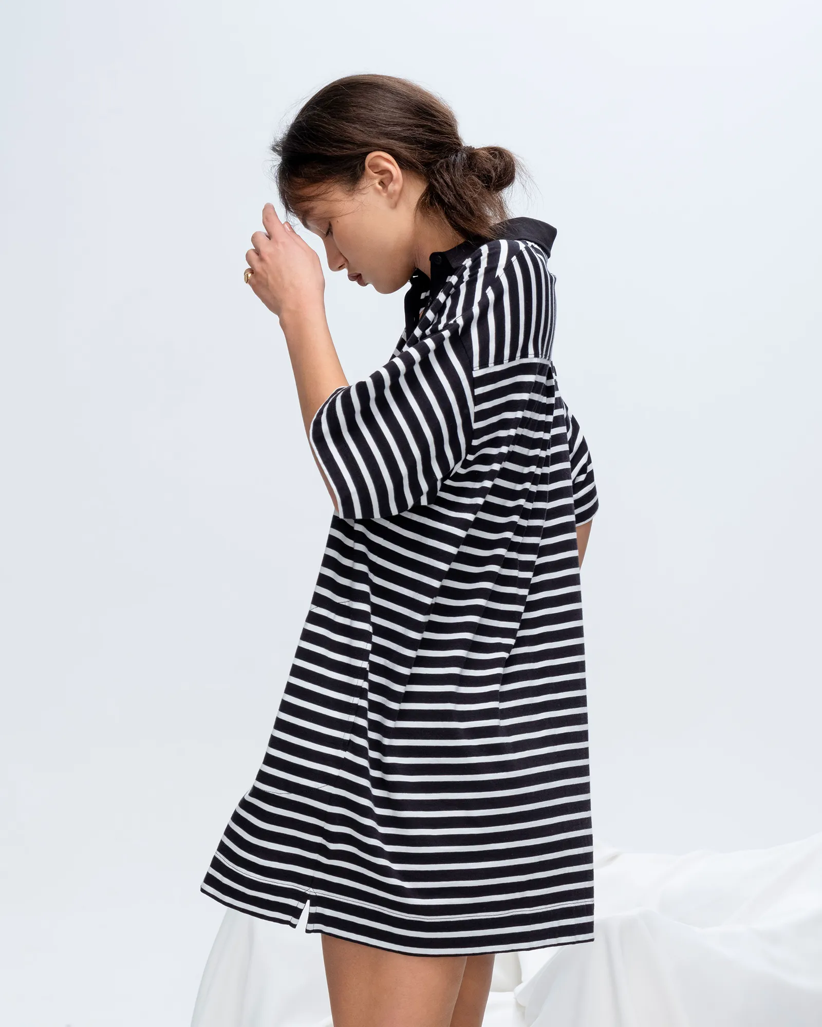 Stripe Classic Jersey Short Sleeve Polo Dress - Black-White sold by ATM Anthony Thomas Melillo product image thumbnail 2
