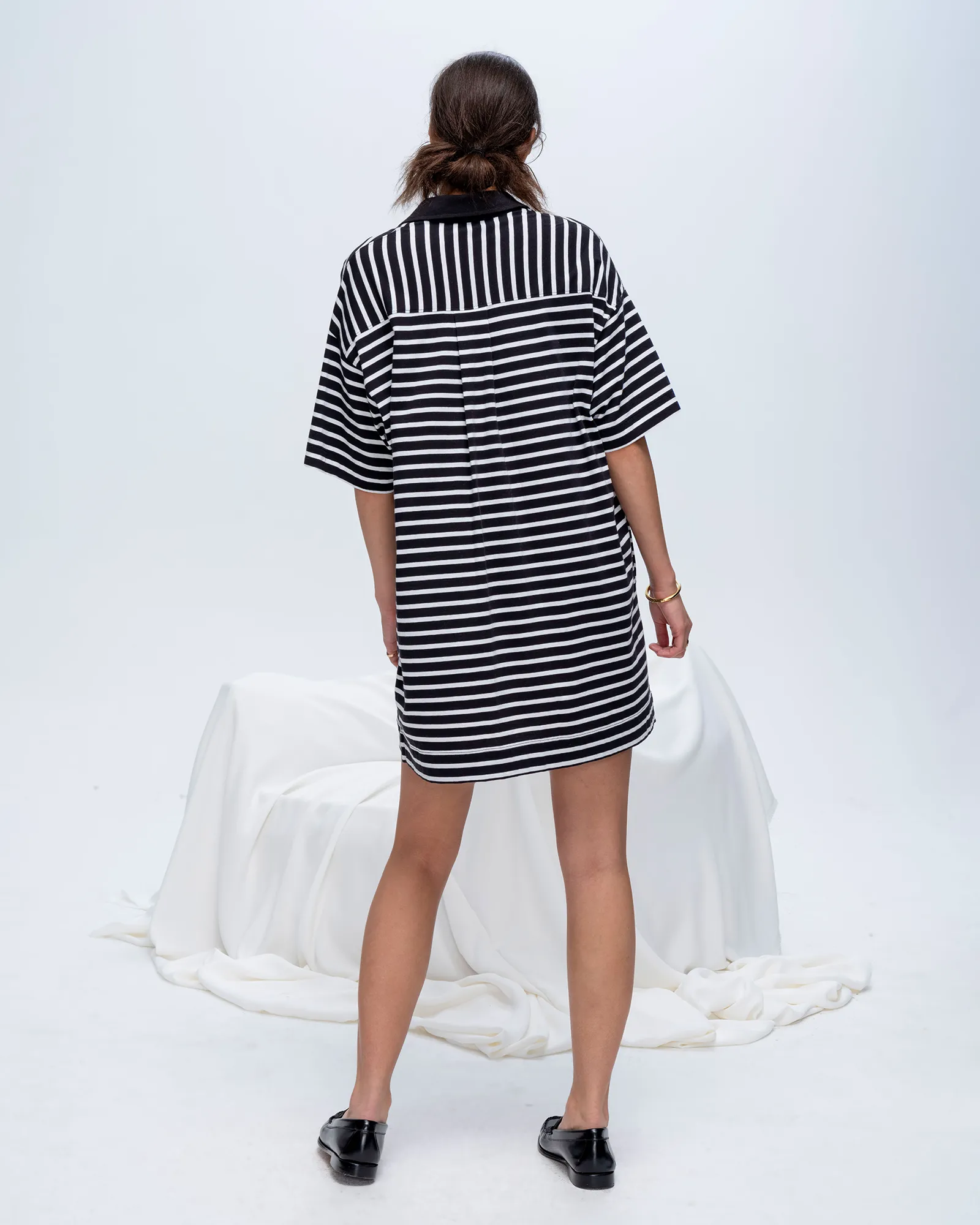 Stripe Classic Jersey Short Sleeve Polo Dress - Black-White sold by ATM Anthony Thomas Melillo product image thumbnail 4