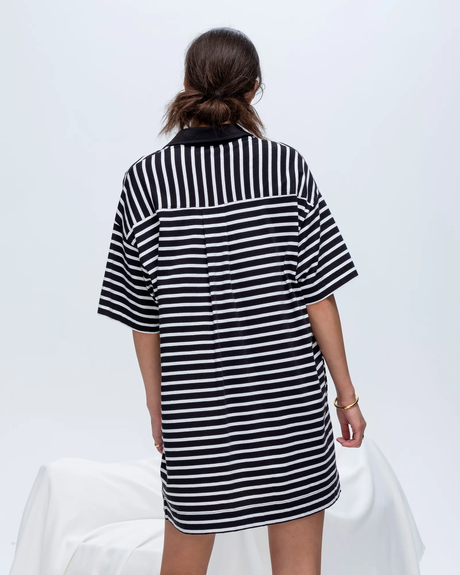 Stripe Classic Jersey Short Sleeve Polo Dress - Black-White sold by ATM Anthony Thomas Melillo product image thumbnail 3