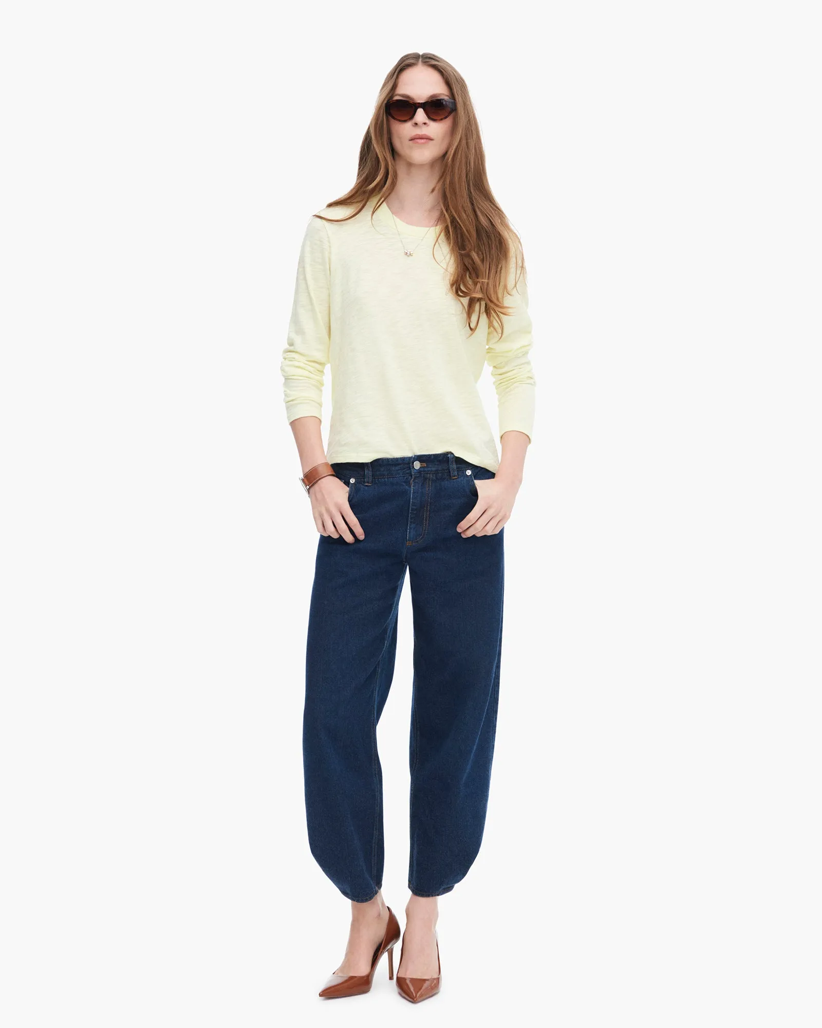 Slub Jersey Long Sleeve Crop Tee - Tender Yellow sold by ATM