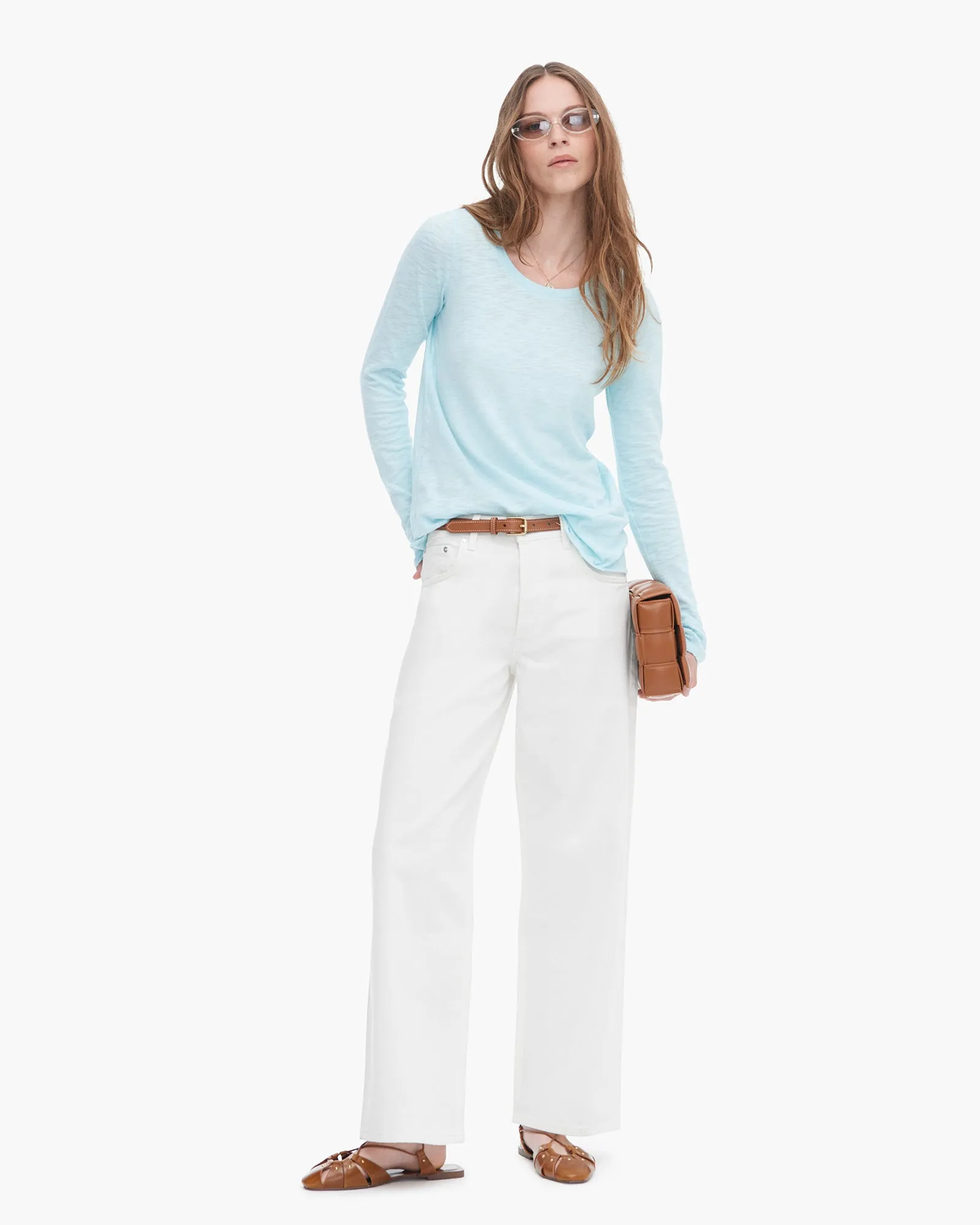 Slub Jersey Long Sleeve Destroyed Crew - Ocean Blue sold by ATM Anthony Thomas Melillo