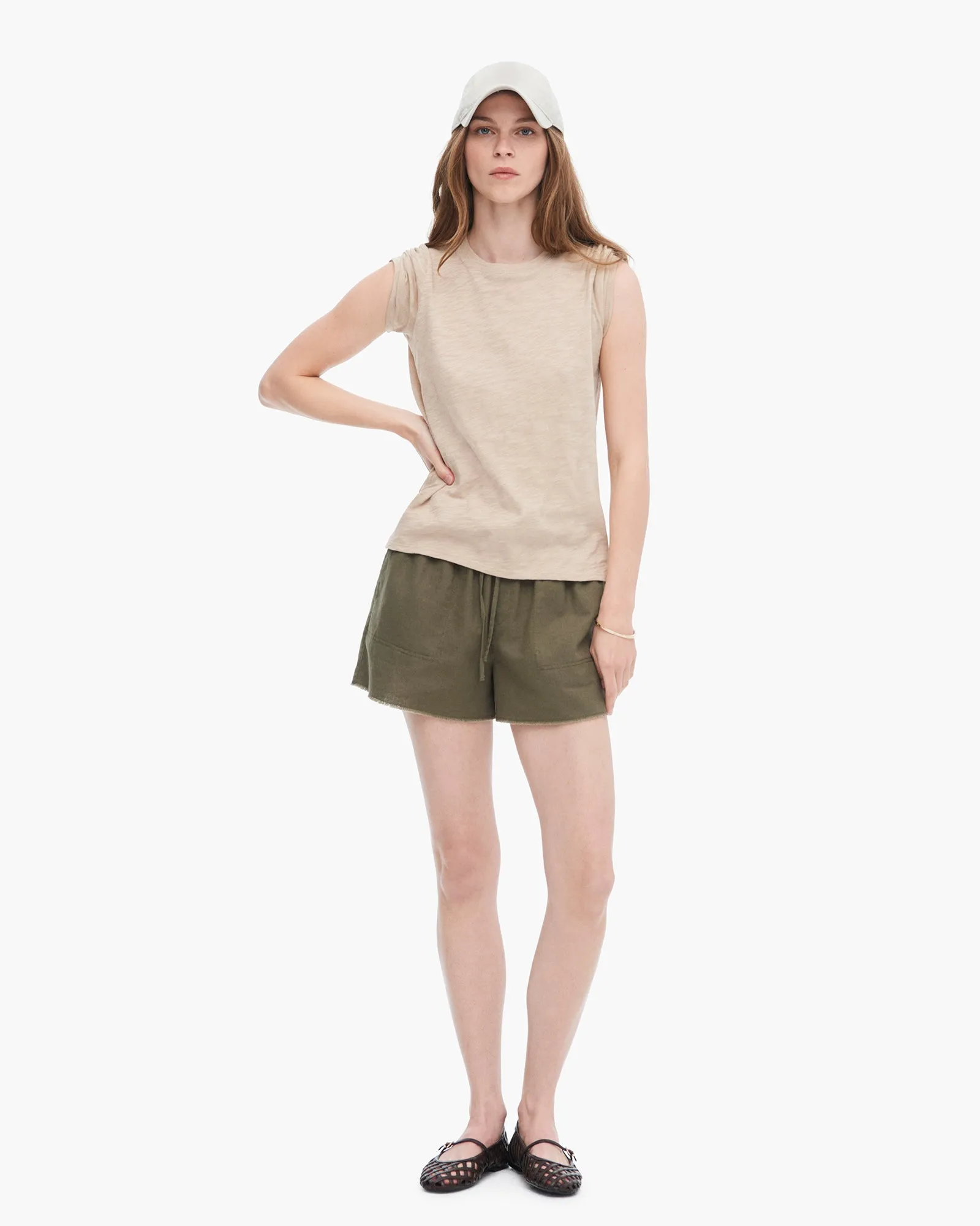 Slub Jersey Schoolboy Crew Neck Tee - Dune sold by ATM