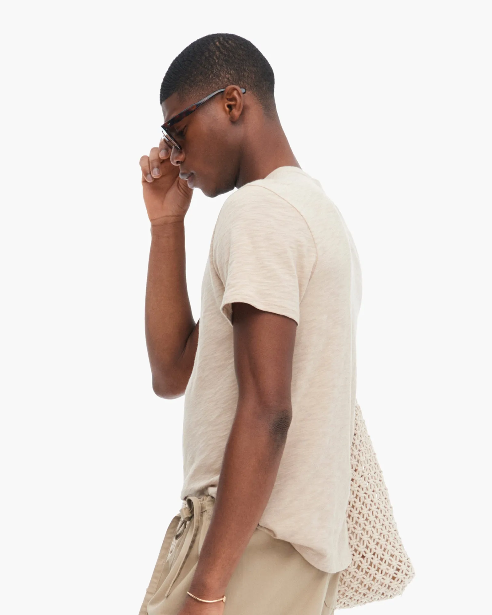 Slub Jersey V-Neck Tee - Dune sold by ATM product image thumbnail 2