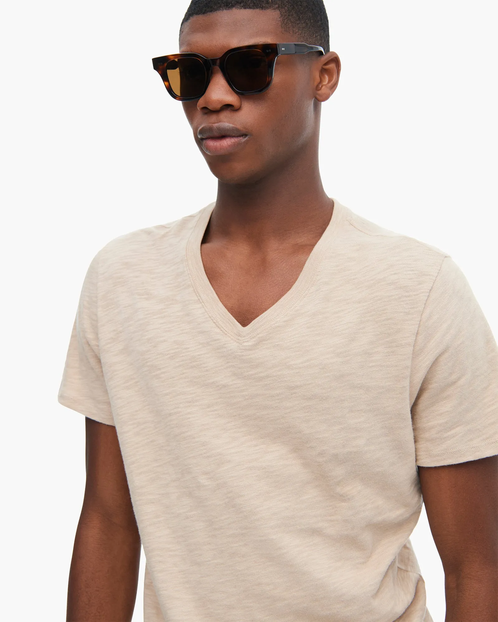 Slub Jersey V-Neck Tee - Dune sold by ATM product image thumbnail 4